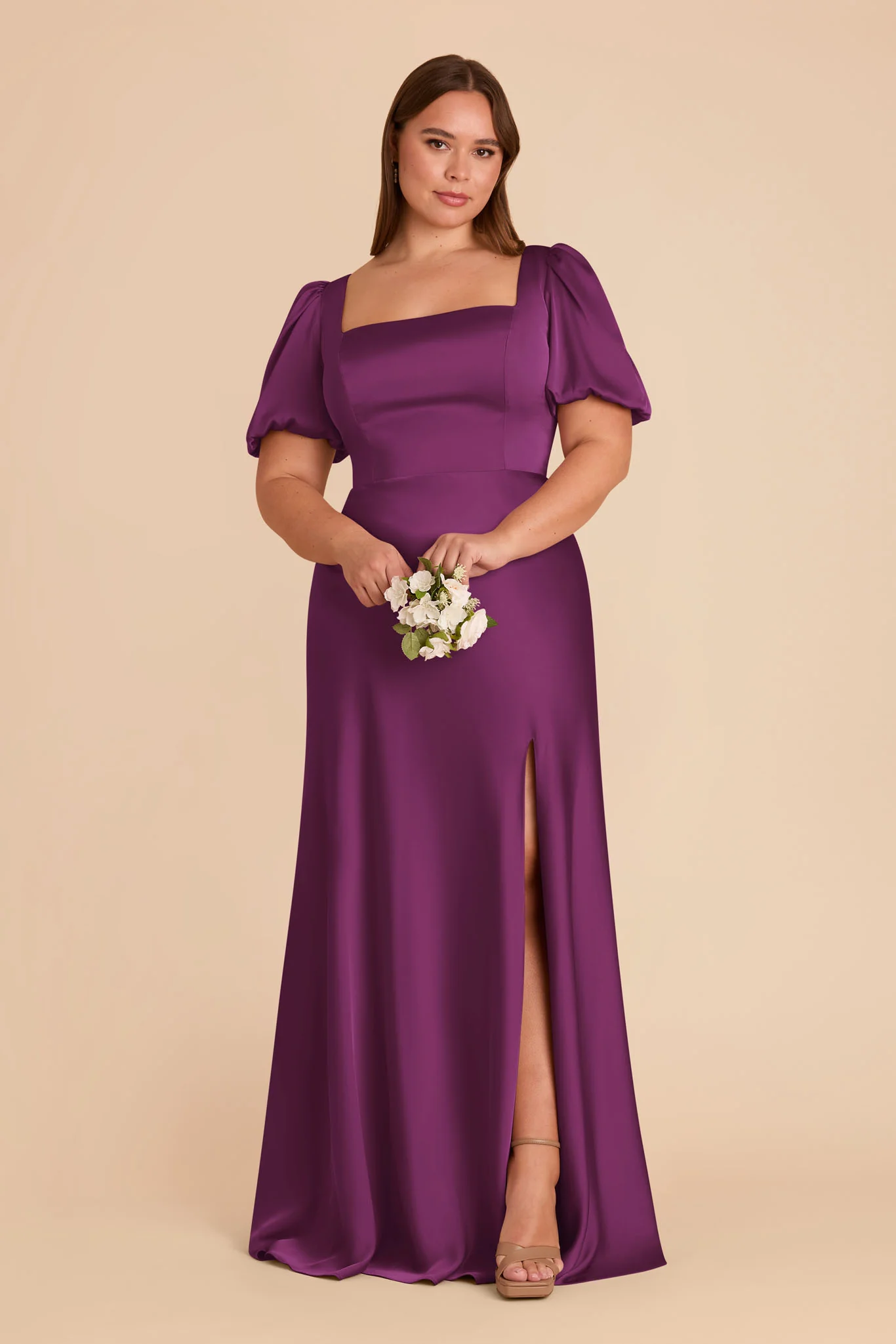 Judy Matte Satin Dress - Fig - Image 6