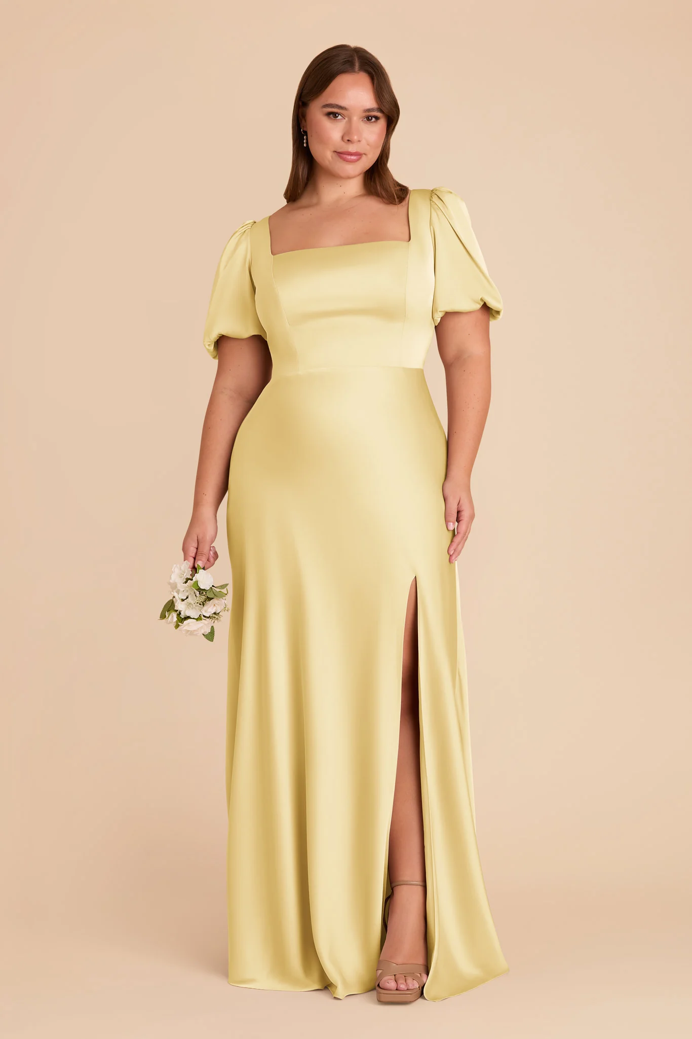 Judy Matte Satin Dress - Lemon Sorbet - Image 2