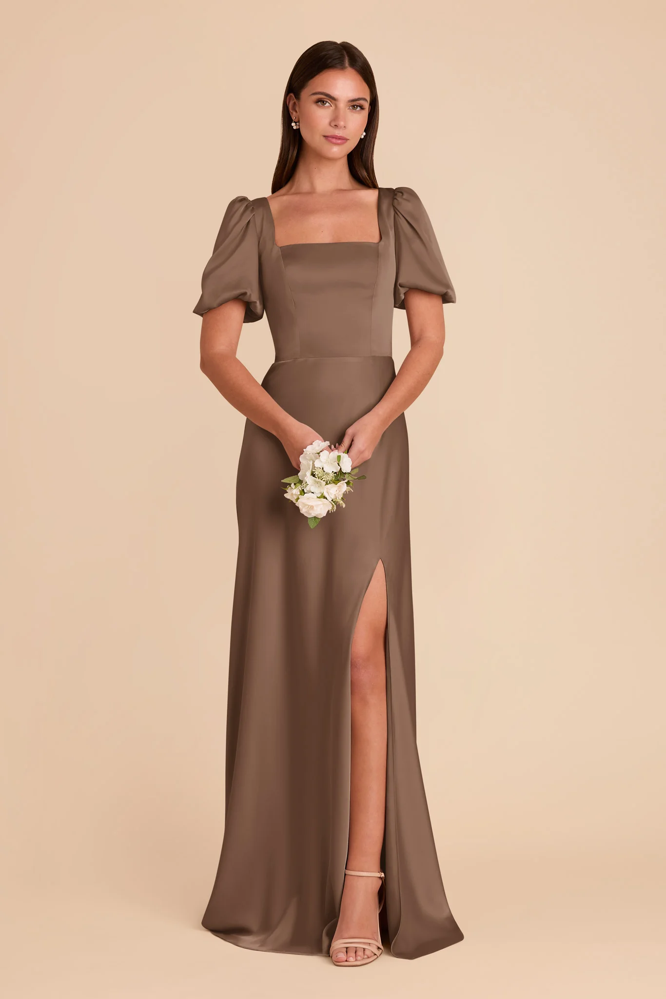 Judy Matte Satin Dress - Mocha - Image 4