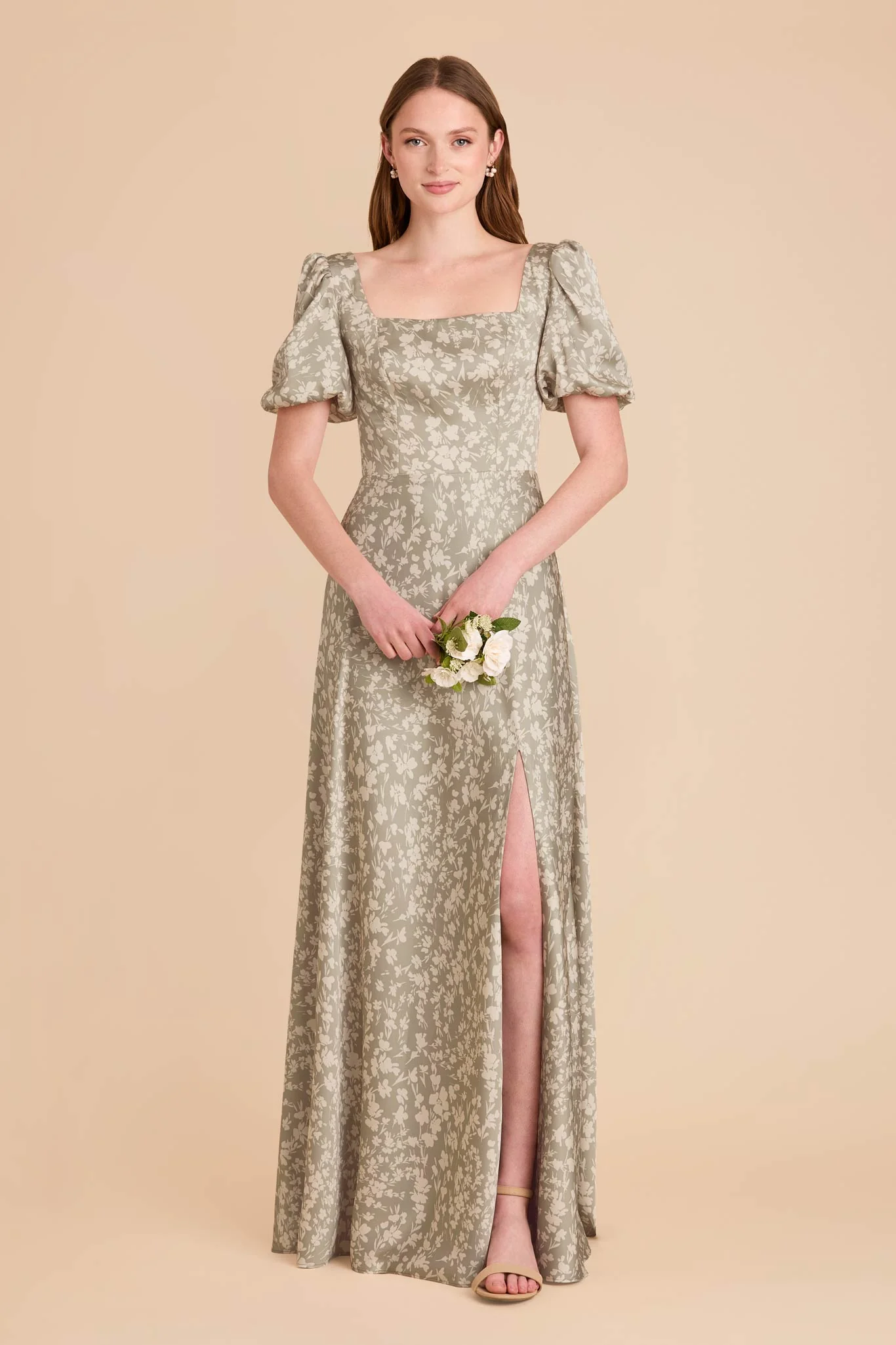 Judy Matte Satin Dress - Moss Green Dreamy Floral - Image 2