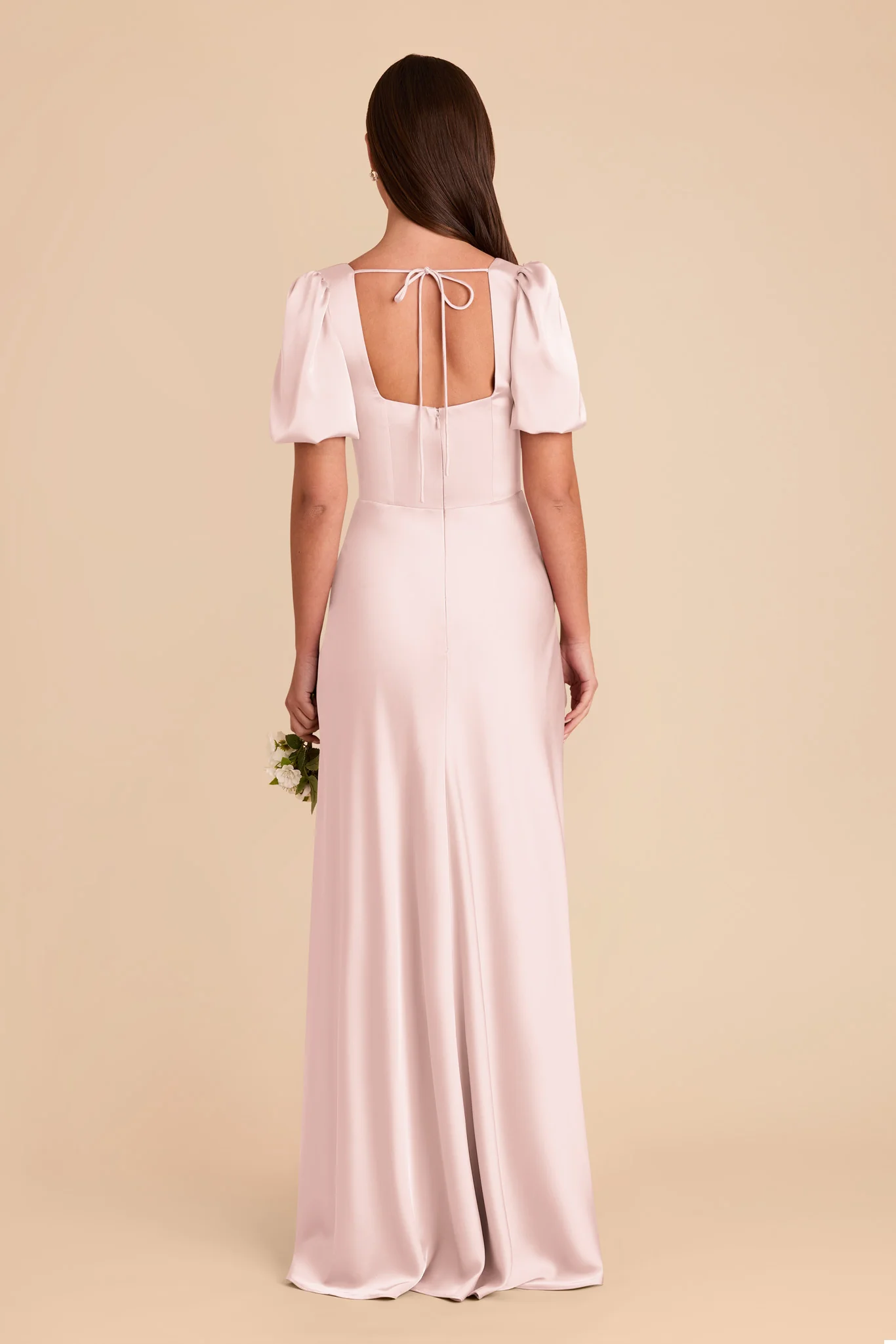 Judy Matte Satin Dress - Pale Blush - Image 5