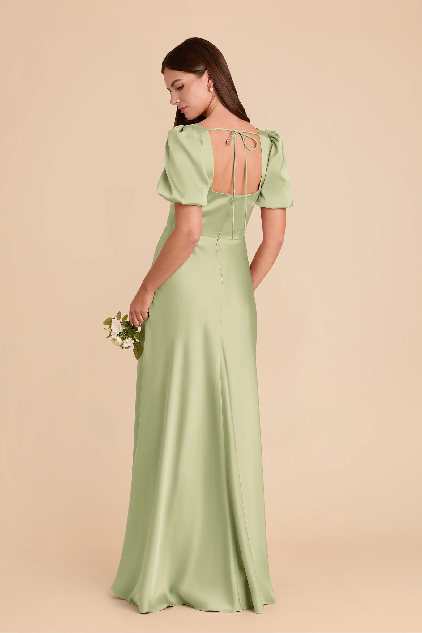 Judy Matte Satin Dress - Pale Pistachio - Image 3
