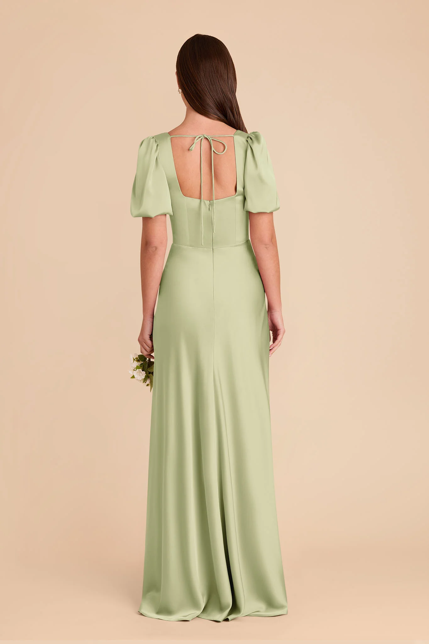 Judy Matte Satin Dress - Pale Pistachio - Image 4