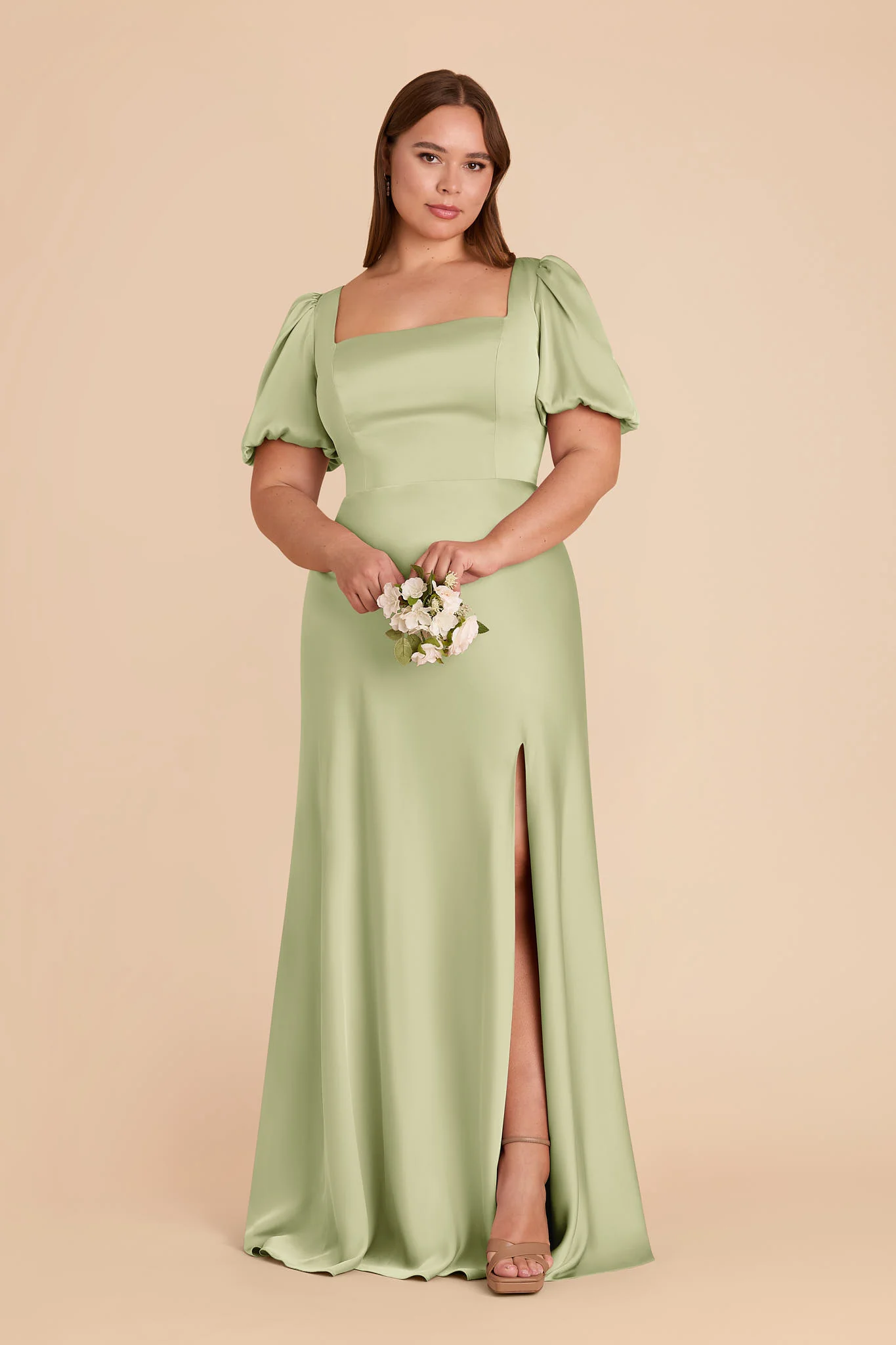 Judy Matte Satin Dress - Pale Pistachio - Image 5