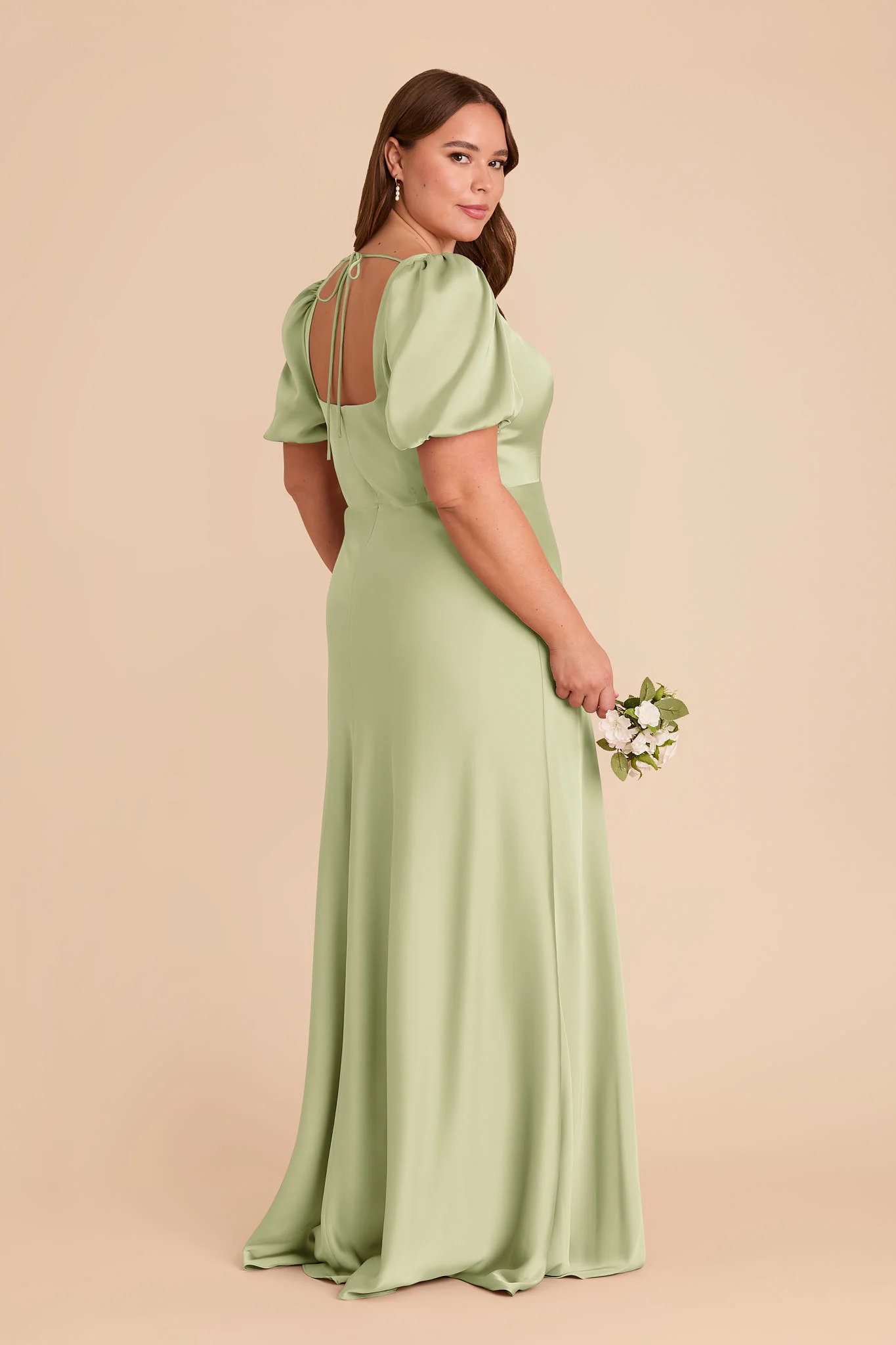 Judy Matte Satin Dress - Pale Pistachio - Image 6