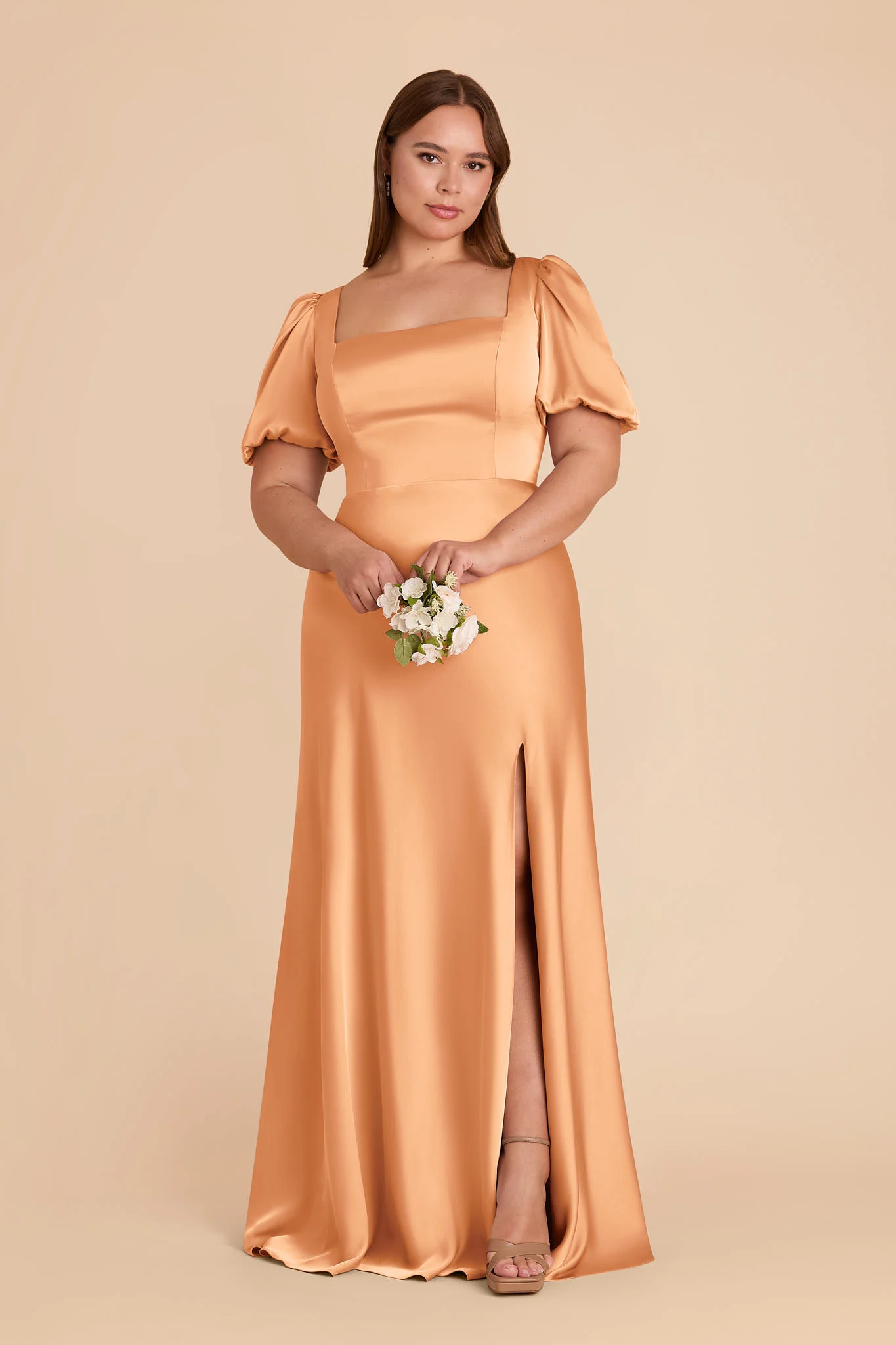 Judy Matte Satin Dress - Peach - Image 5