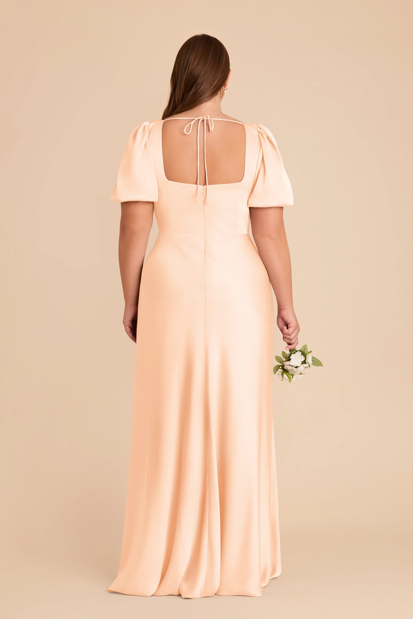 Judy Matte Satin Dress - Peach Cream - Image 10