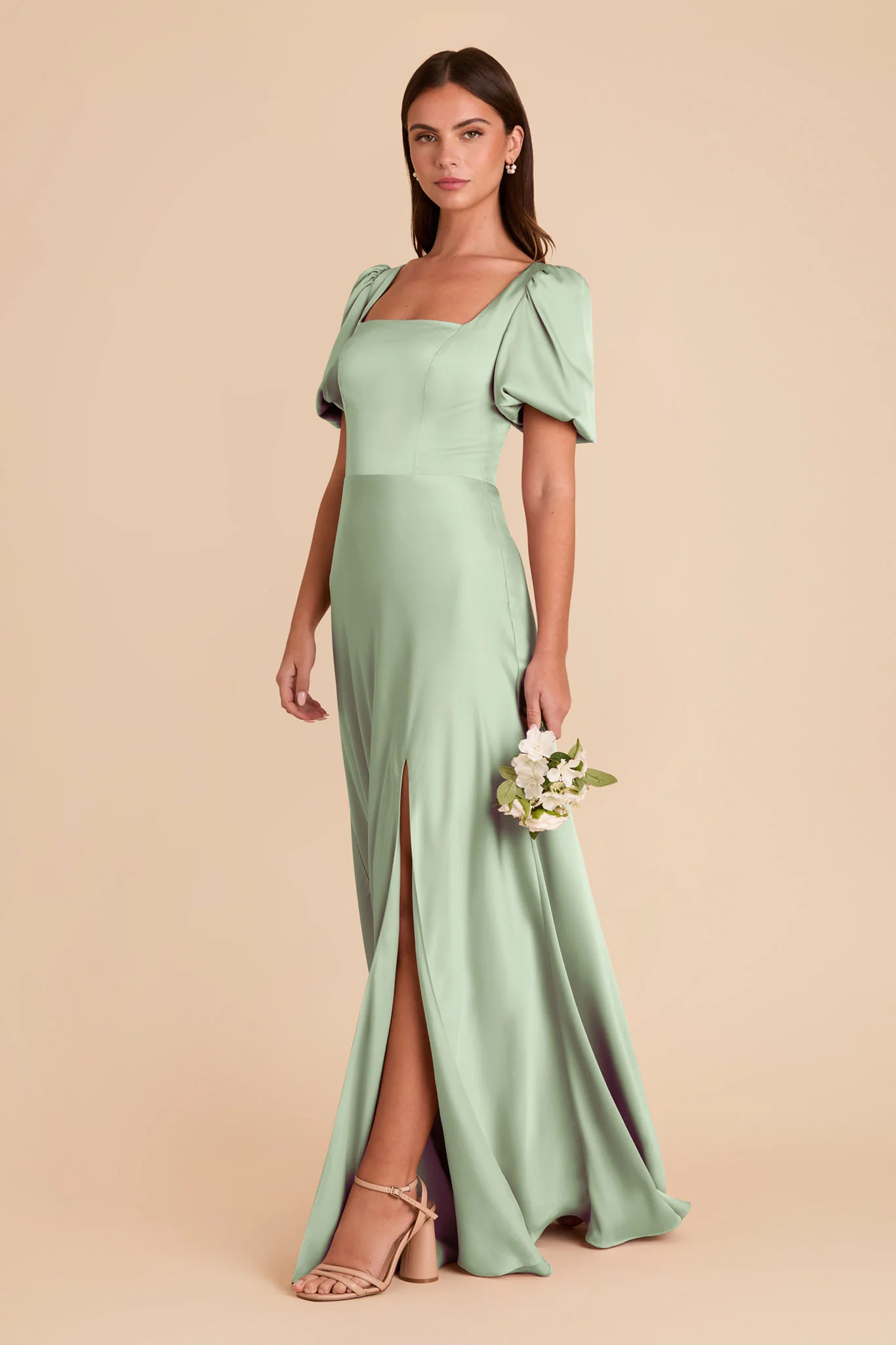 Judy Matte Satin Dress - Pistachio - Image 4