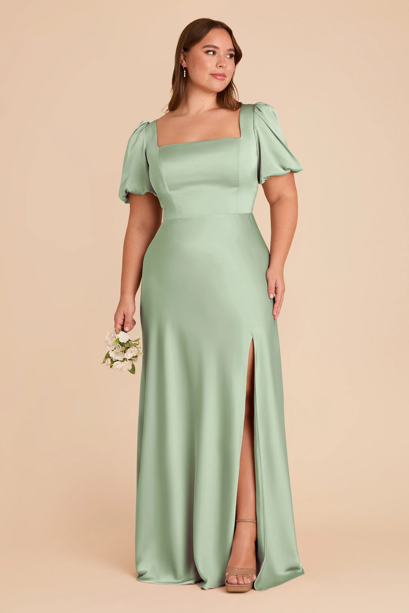 Judy Matte Satin Dress - Pistachio - Image 7