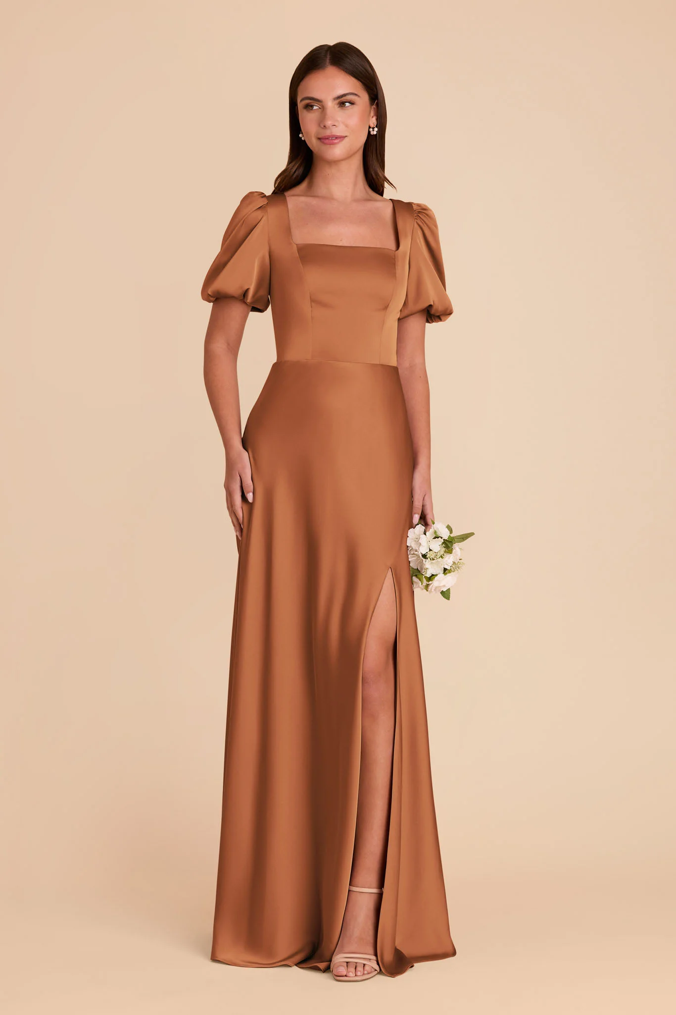 Judy Matte Satin Dress - Rust