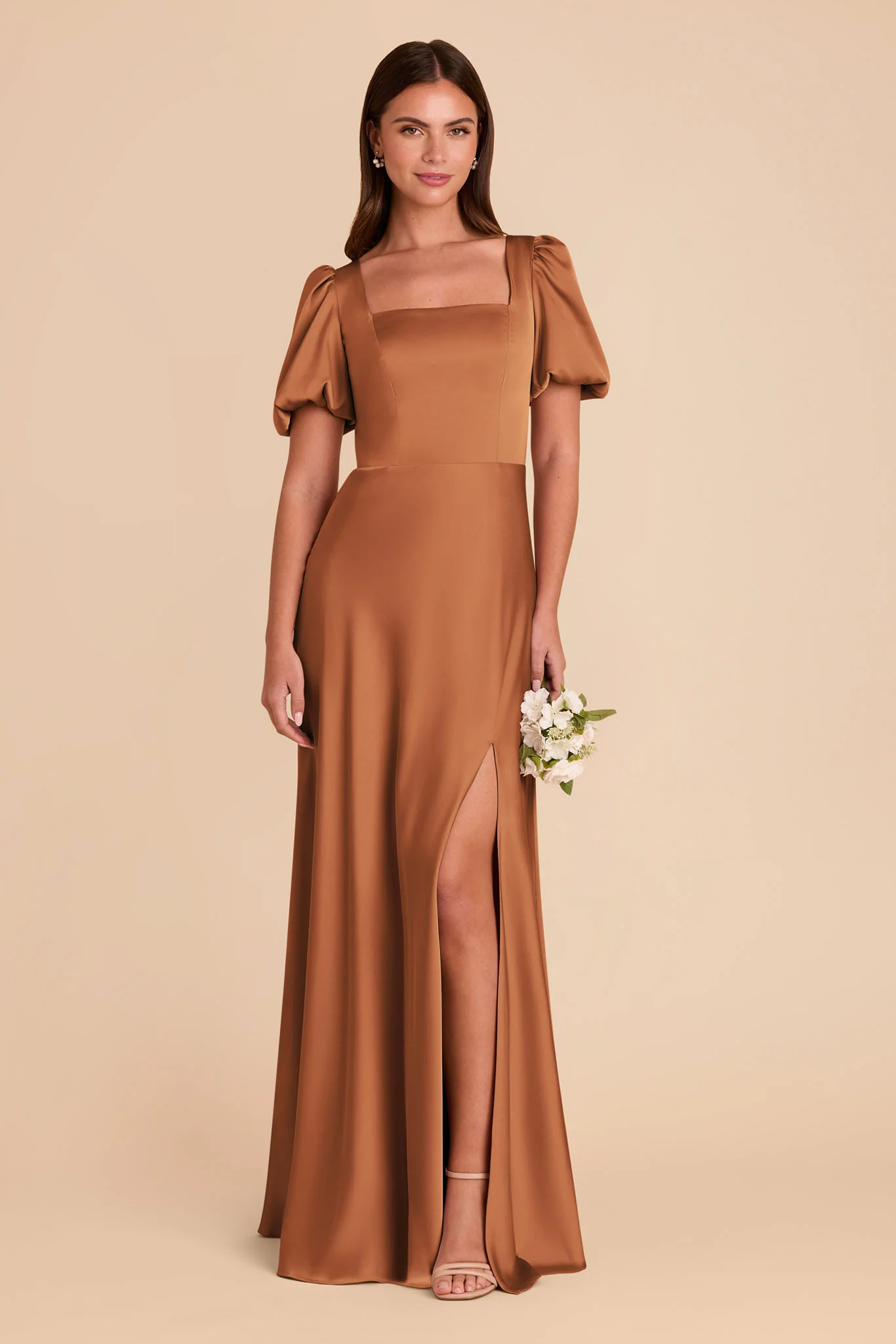 Judy Matte Satin Dress - Rust - Image 3