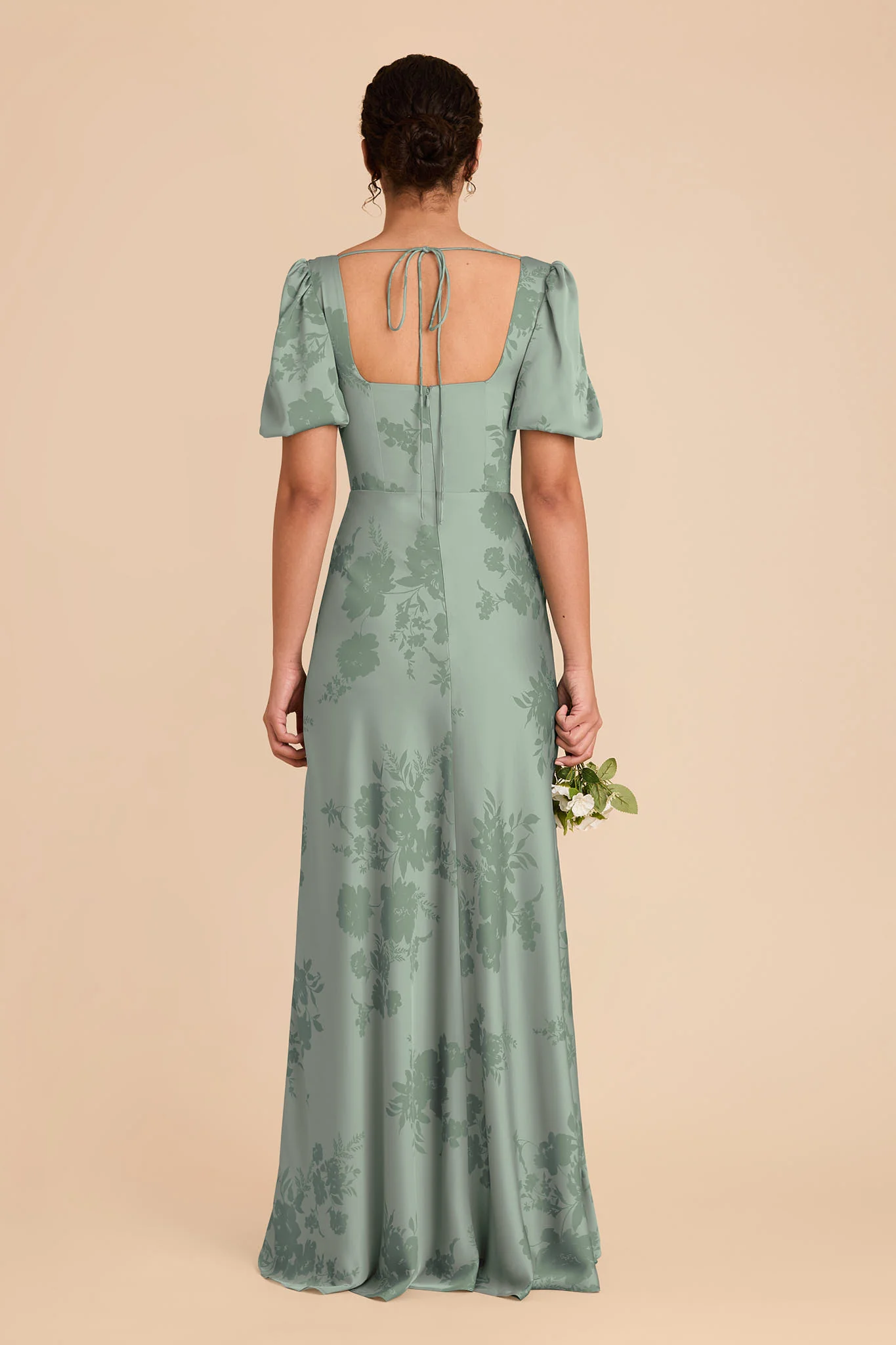 Judy Matte Satin Dress - Sage Whimsical Blooms - Image 3