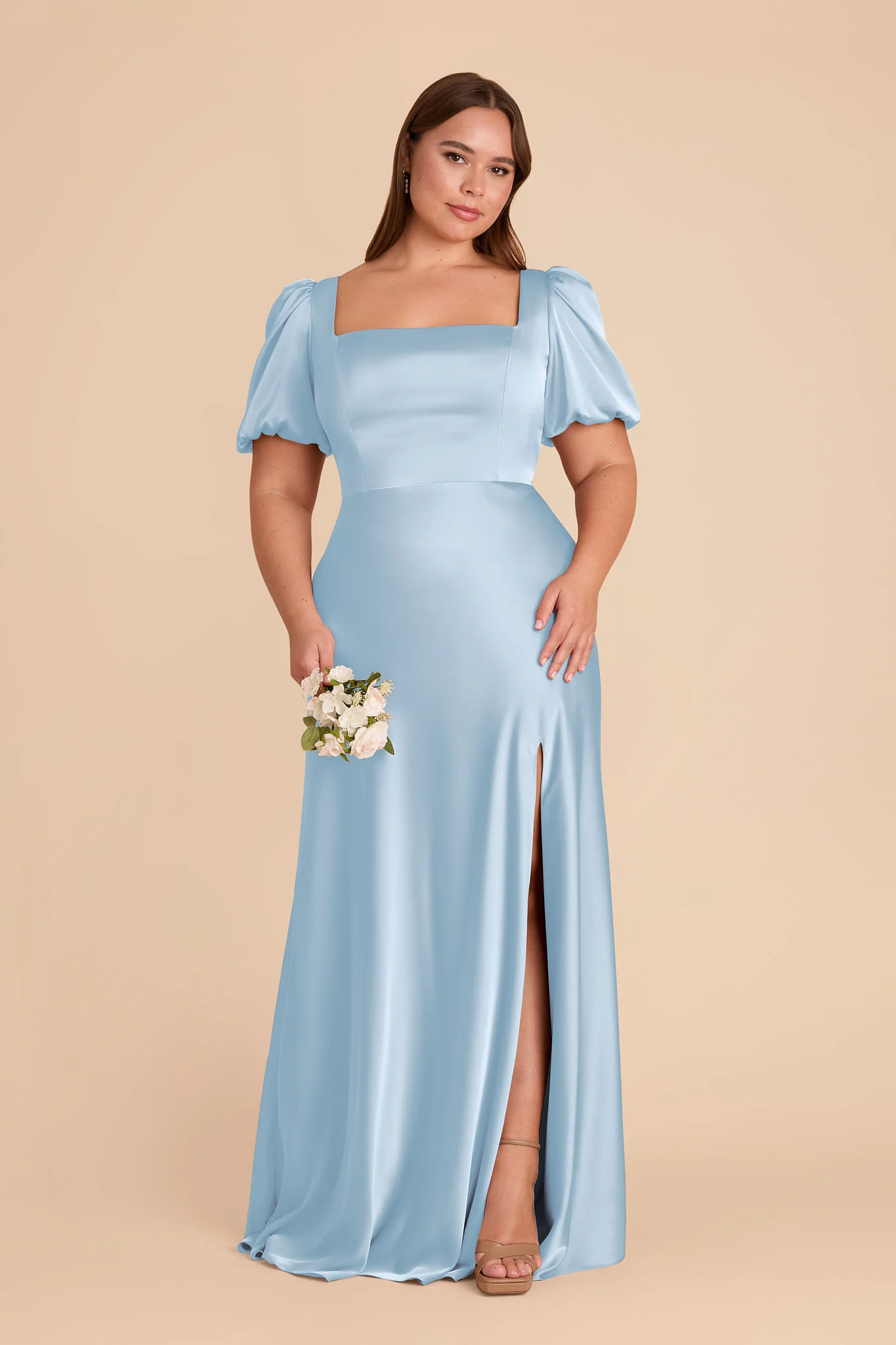 Judy Matte Satin Dress - Sky Blue - Image 2