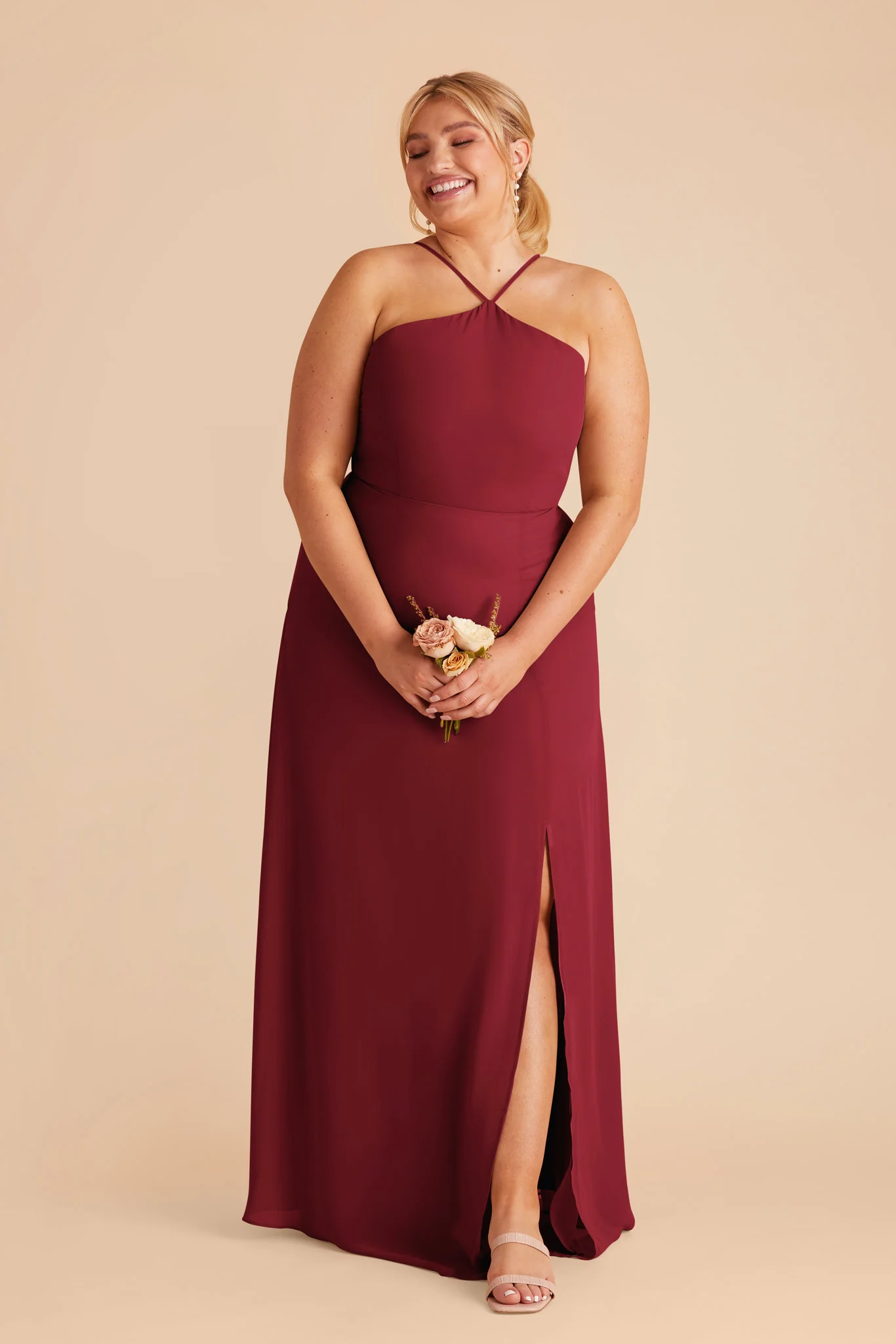 Juliet Chiffon Dress - Burgundy - Image 2