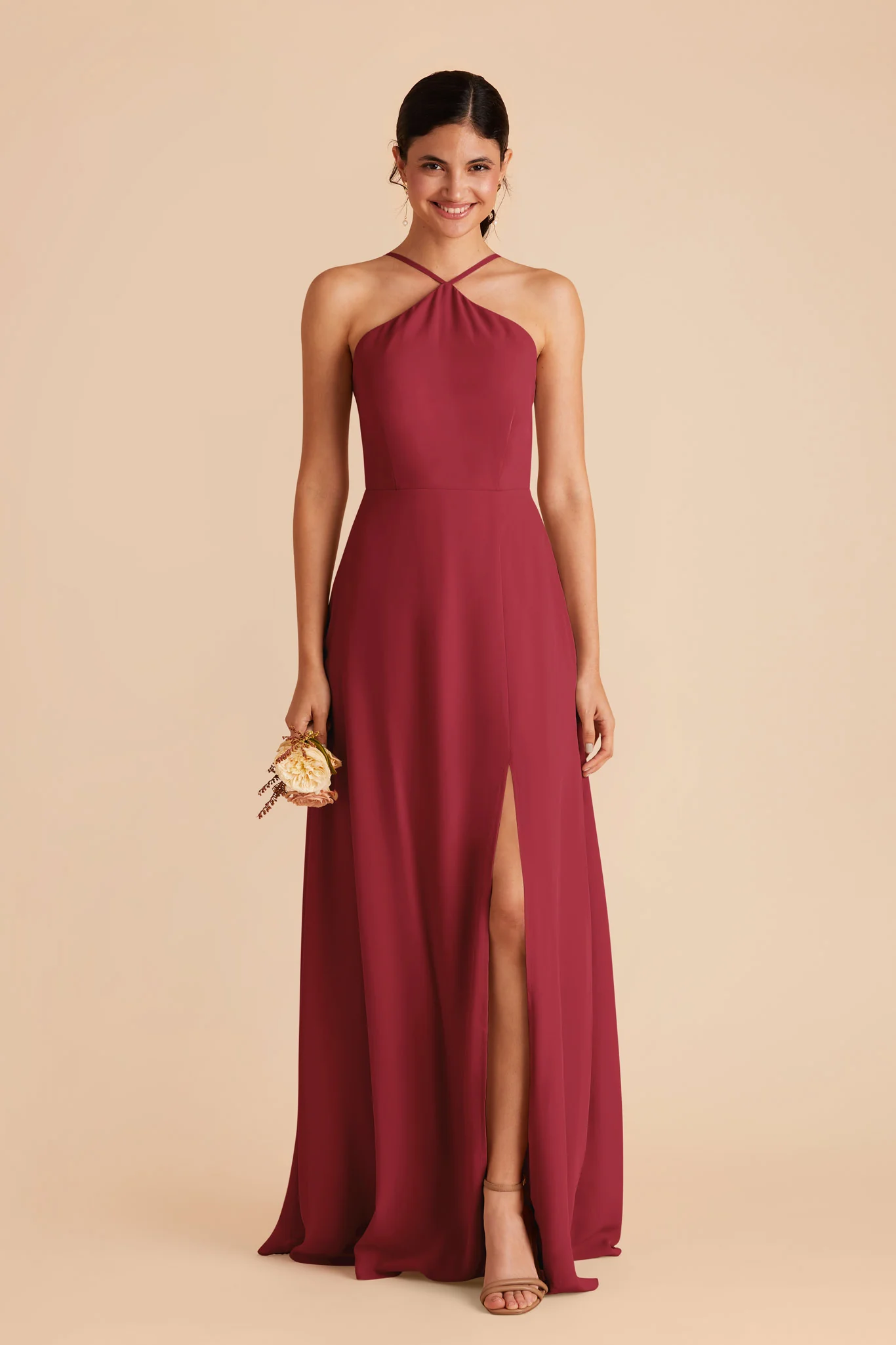Juliet Chiffon Dress - Burgundy - Image 3