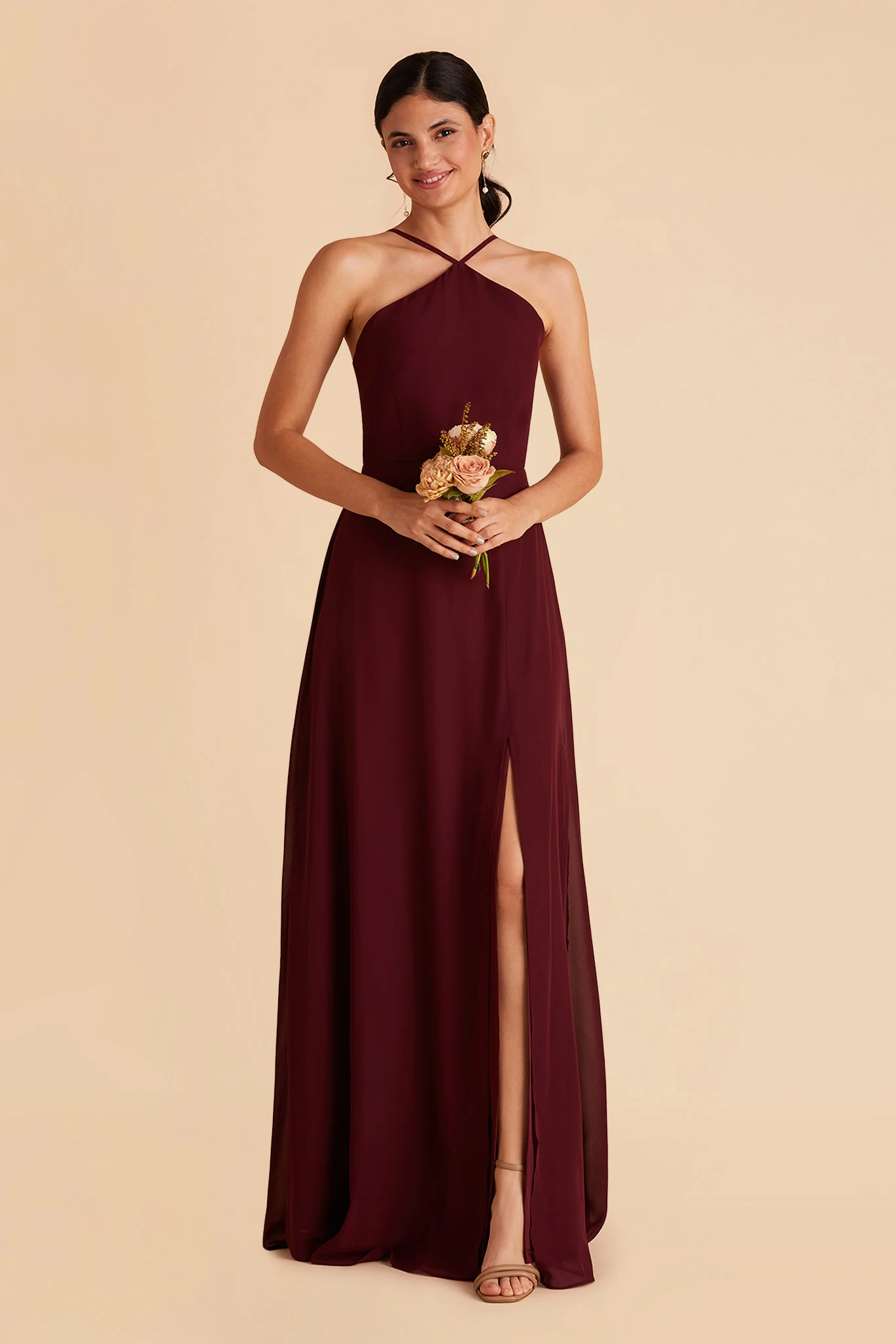 Juliet Chiffon Dress - Cabernet - Image 4