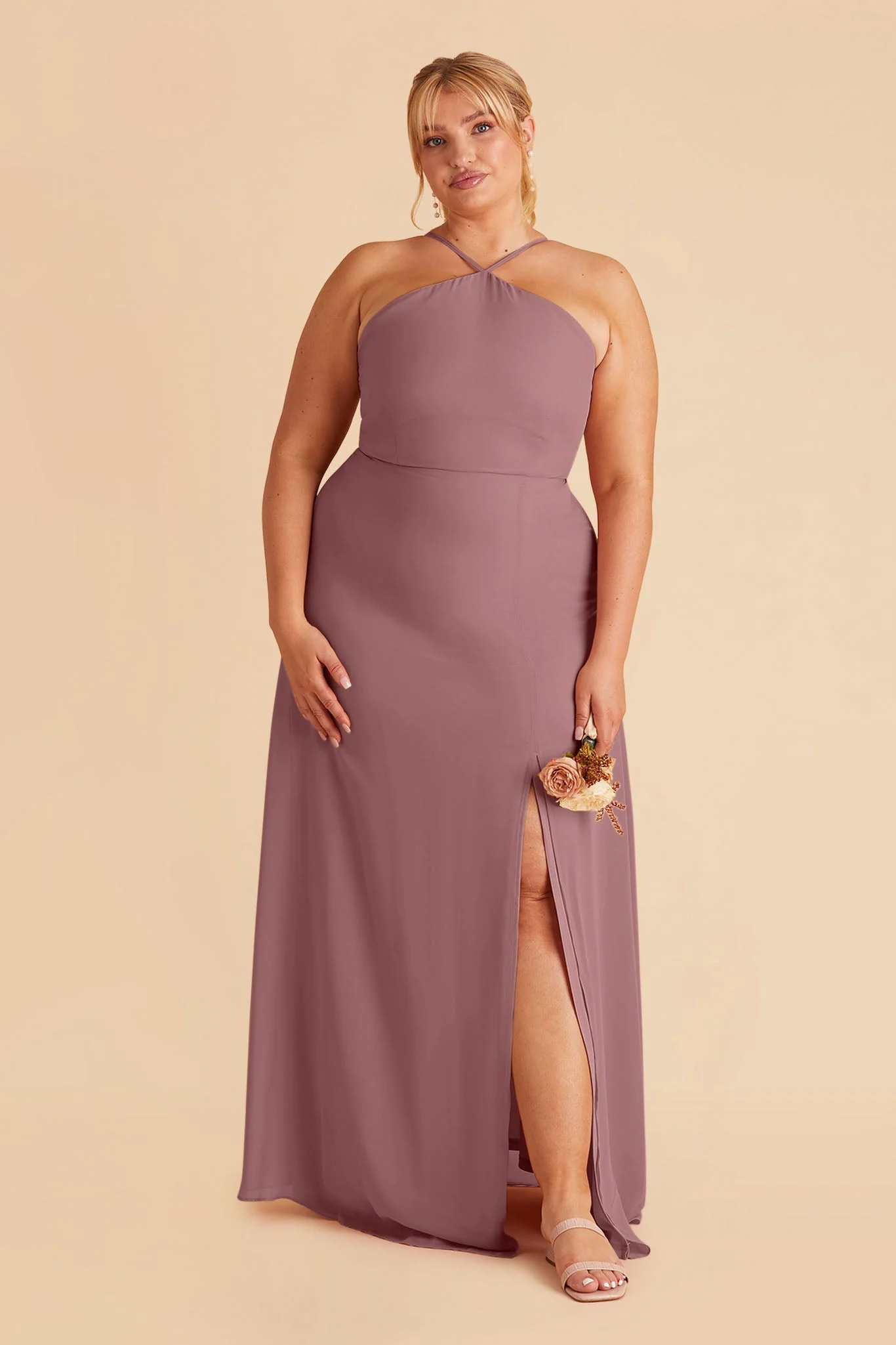 Juliet Chiffon Dress - Dark Mauve - Image 2