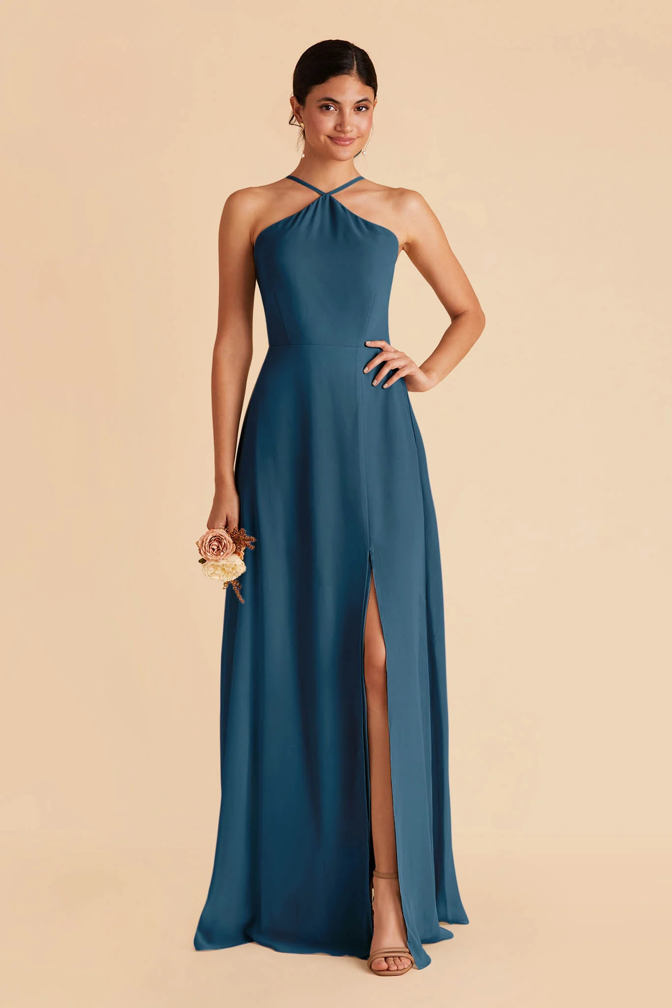 Juliet Chiffon Dress - Dark Teal - Image 4