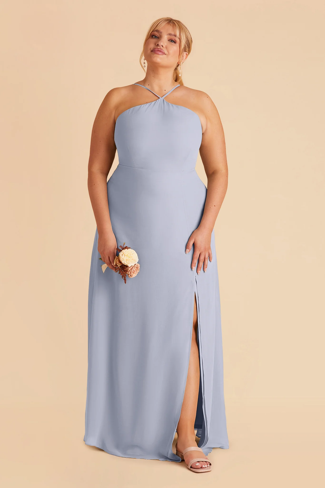 Juliet Chiffon Dress - Dusty Blue - Image 7