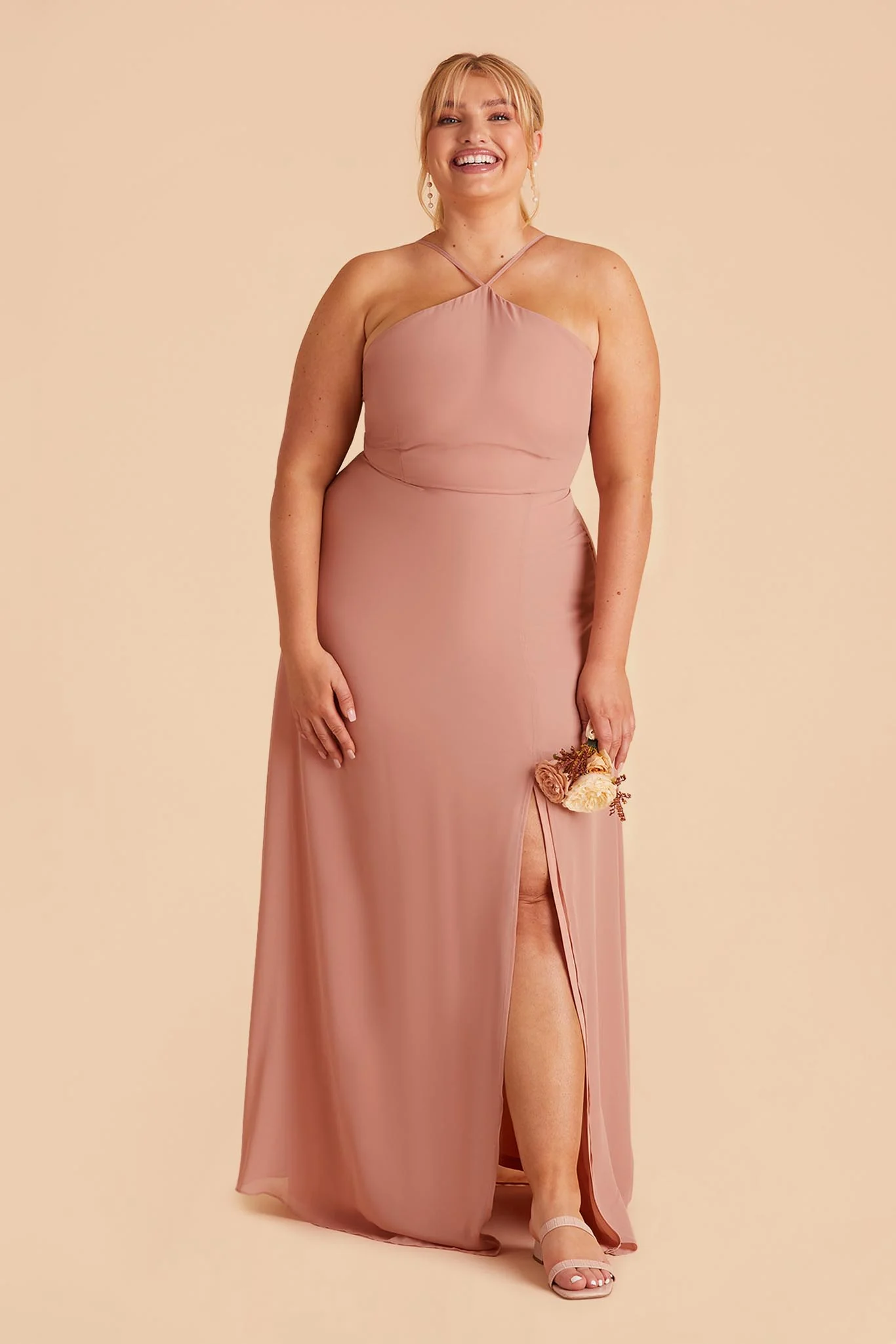 Juliet Chiffon Dress - Dusty Rose - Image 2