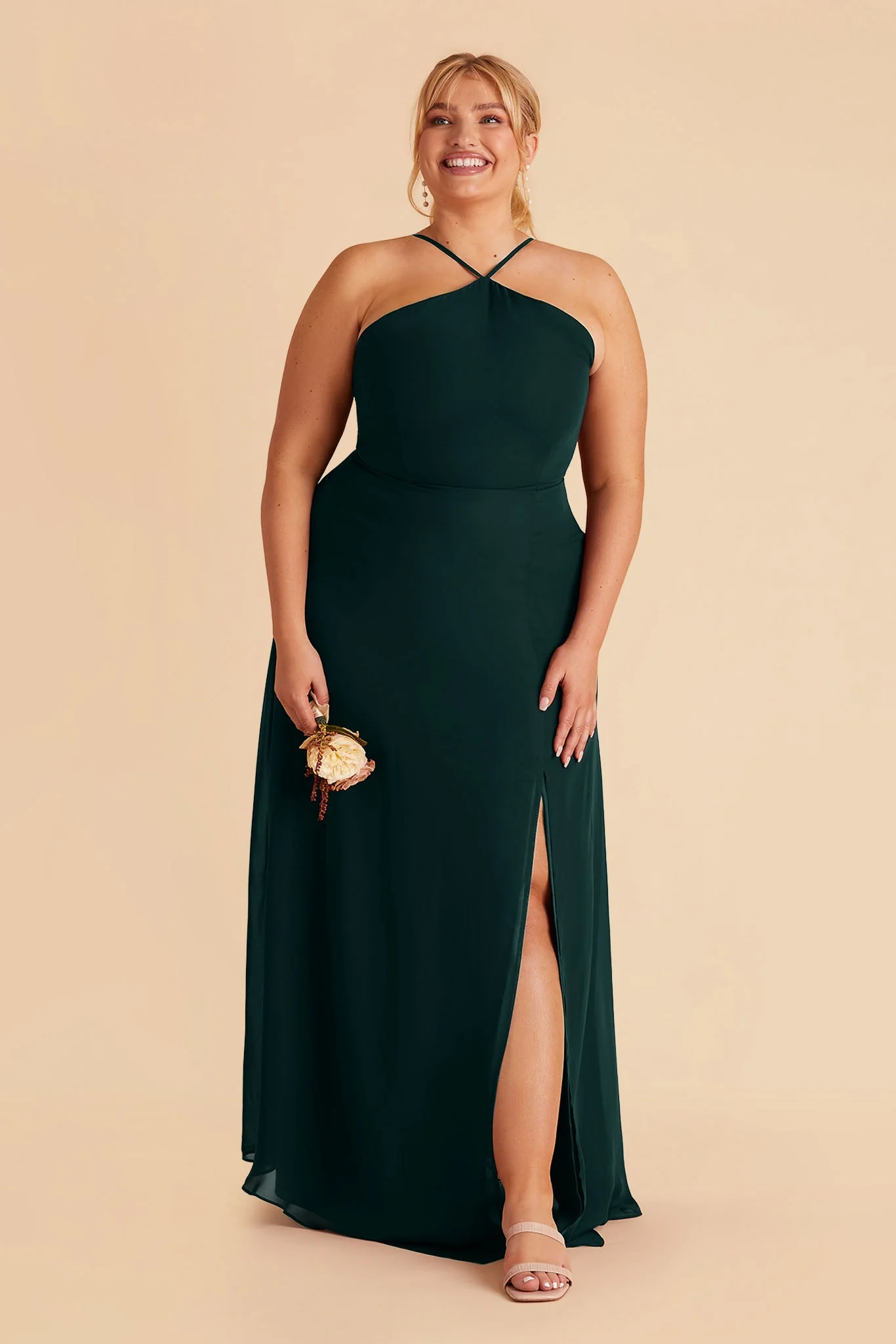 Juliet Chiffon Dress - Emerald - Image 2