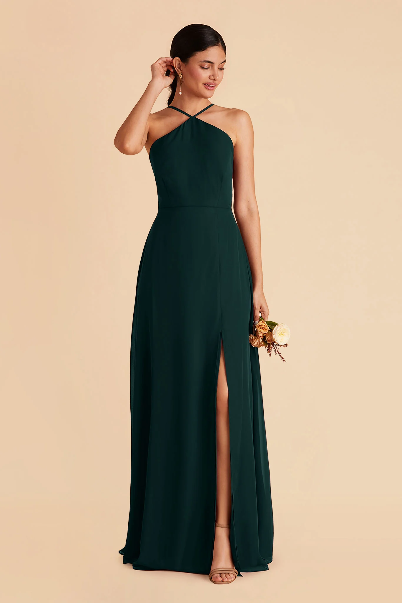 Juliet Chiffon Dress - Emerald - Image 3