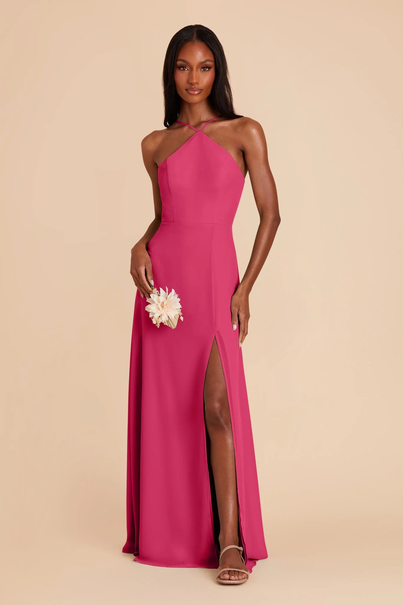 Juliet Chiffon Dress - Fuchsia - Image 3
