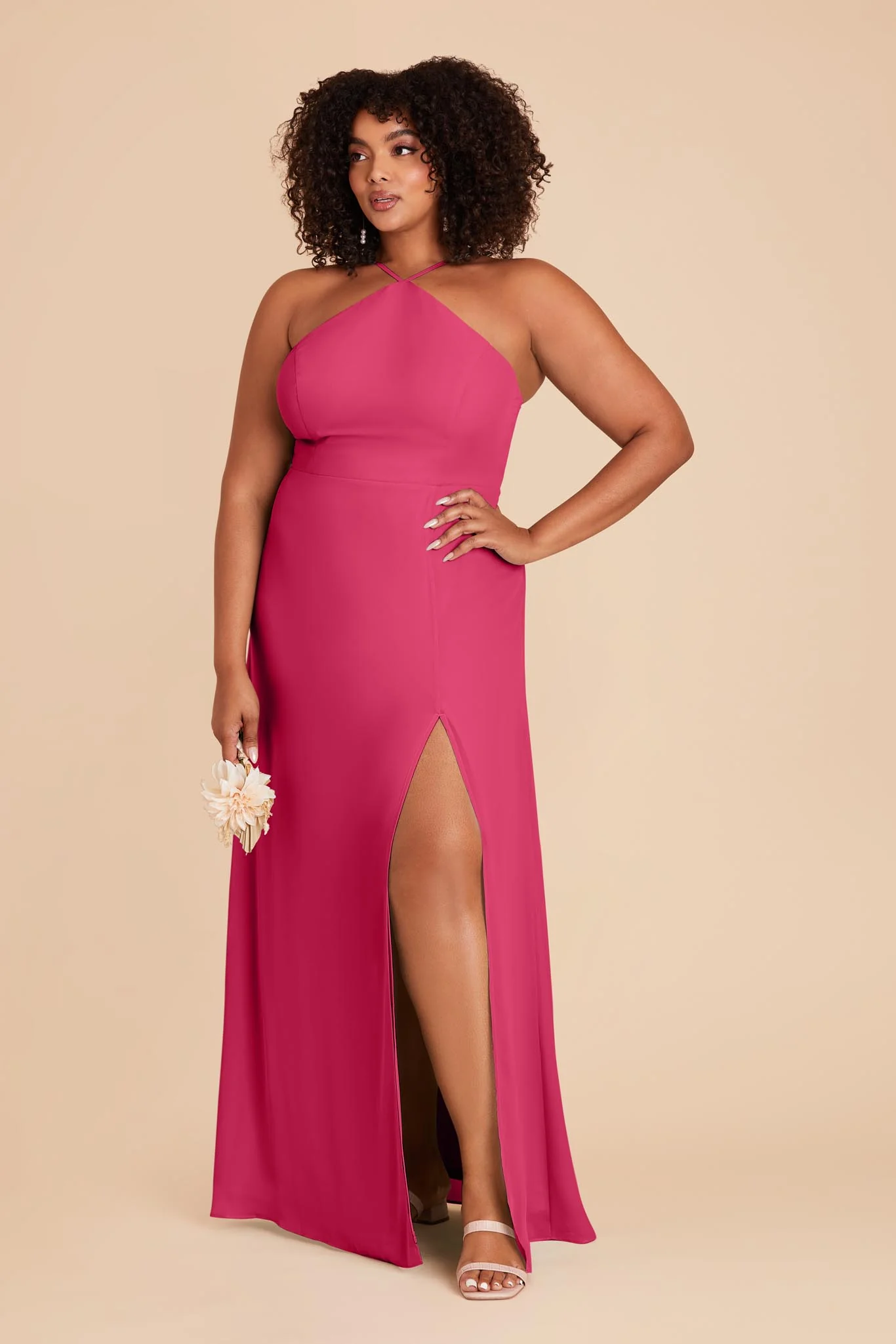 Juliet Chiffon Dress - Fuchsia - Image 5