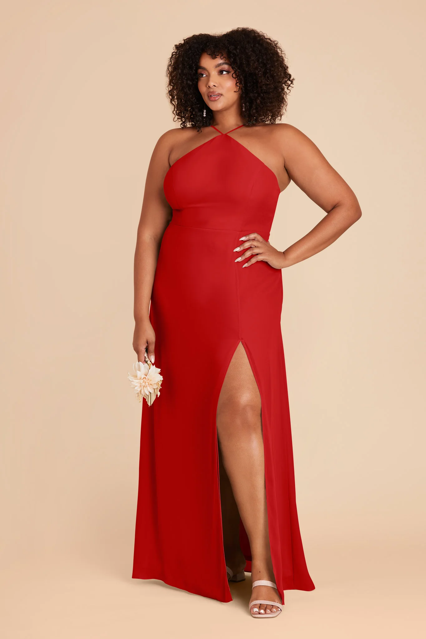 Juliet Chiffon Dress - Ruby Red - Image 2