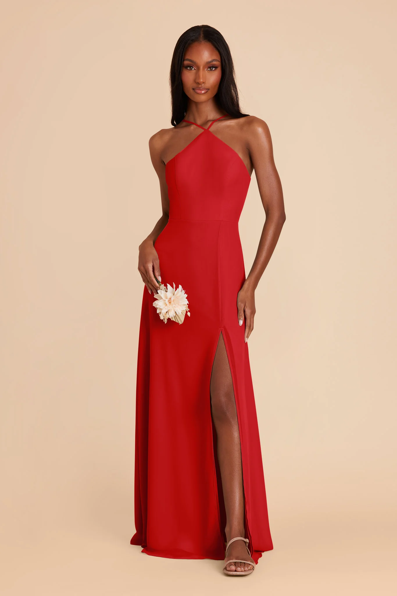 Juliet Chiffon Dress - Ruby Red - Image 3