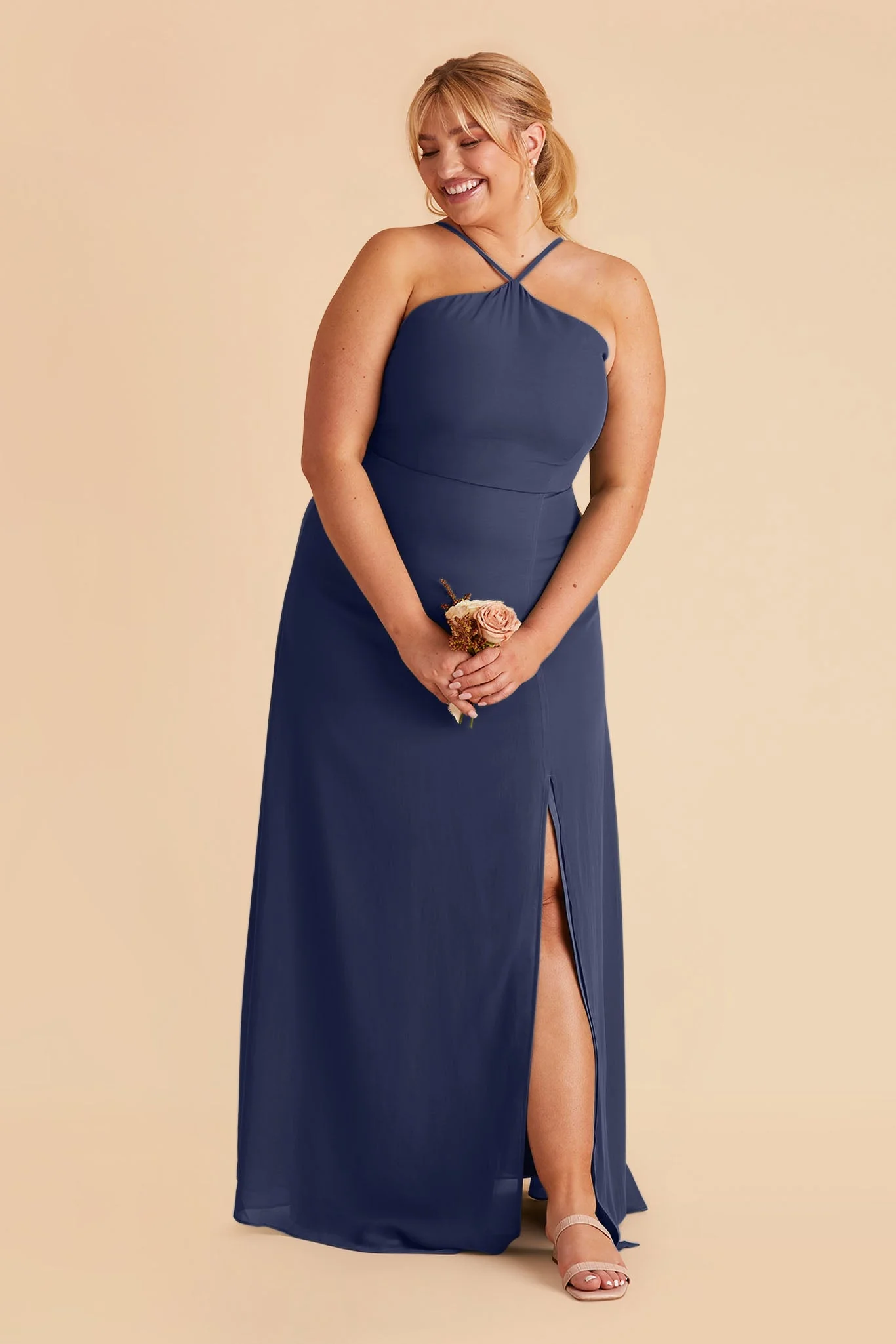Juliet Chiffon Dress - Slate Blue - Image 7
