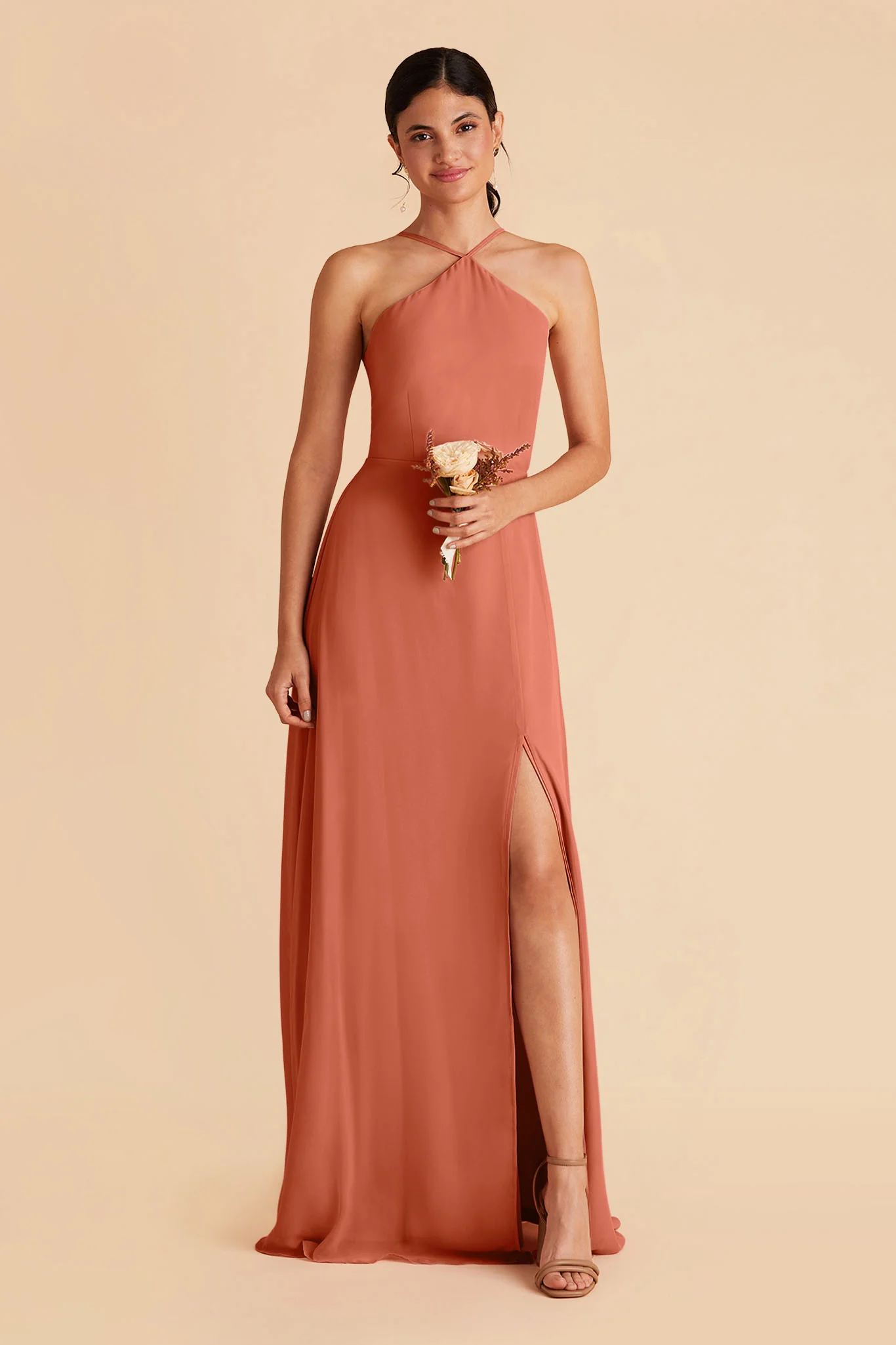 Juliet Chiffon Dress - Terracotta - Image 3