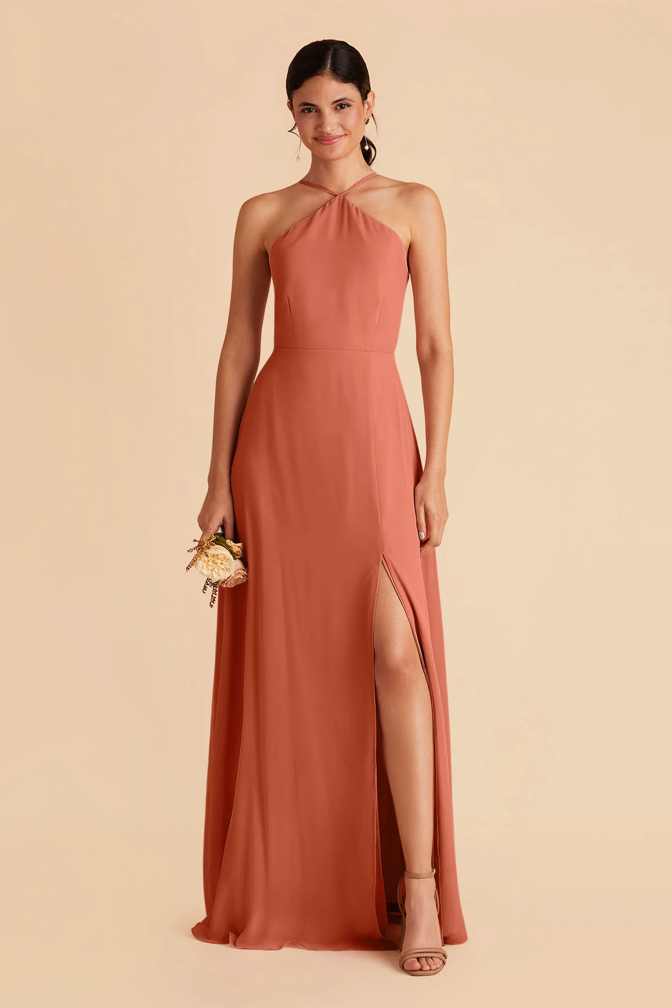Juliet Chiffon Dress - Terracotta - Image 4