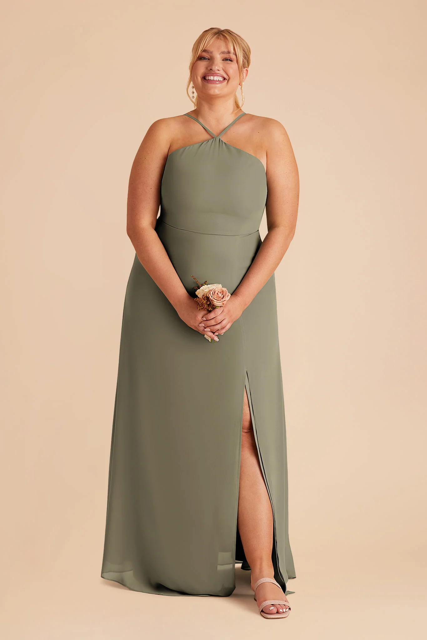 Juliet Chiffon Dress - Thyme - Image 6