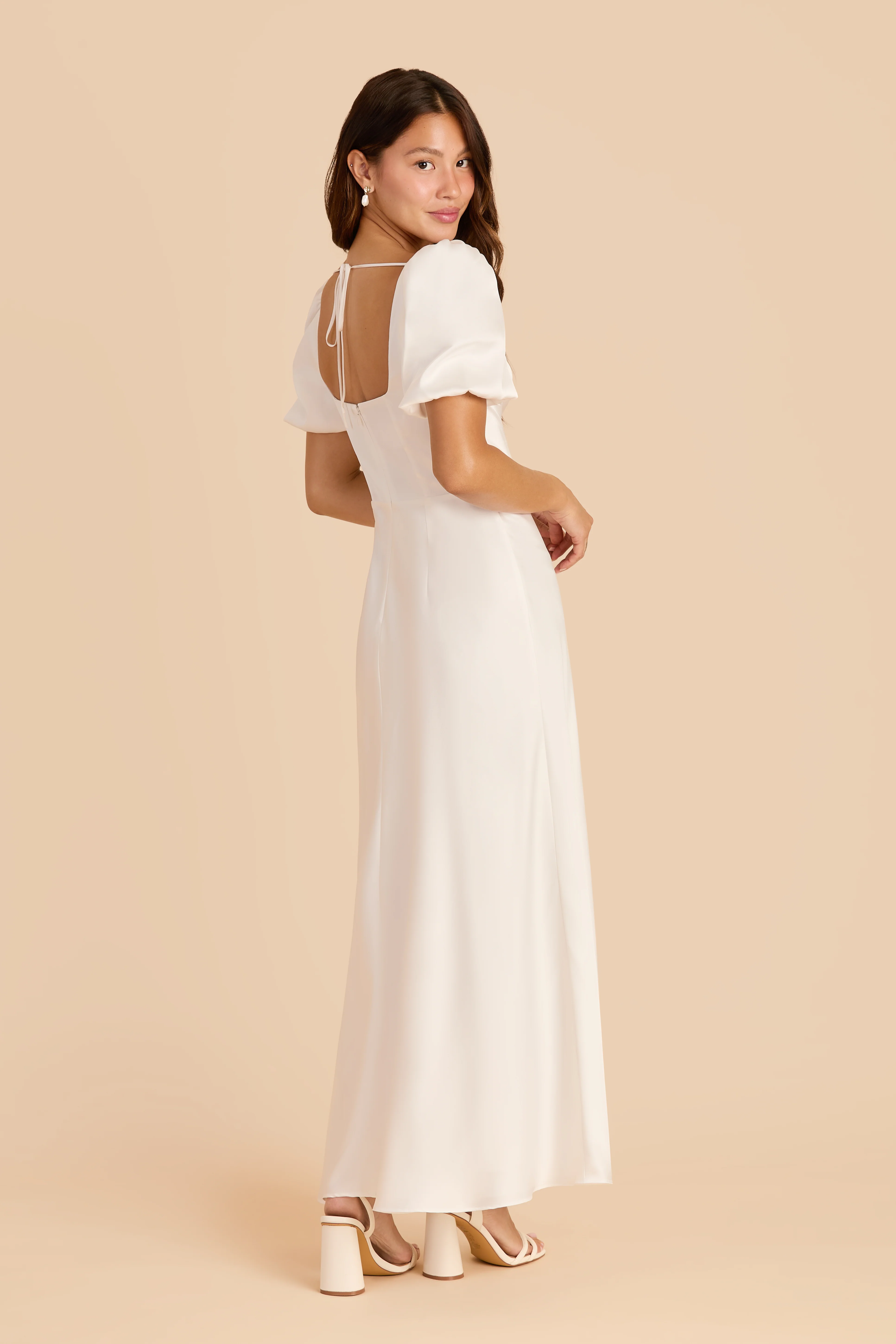 Juliette Matte Satin Dress - White - Image 3