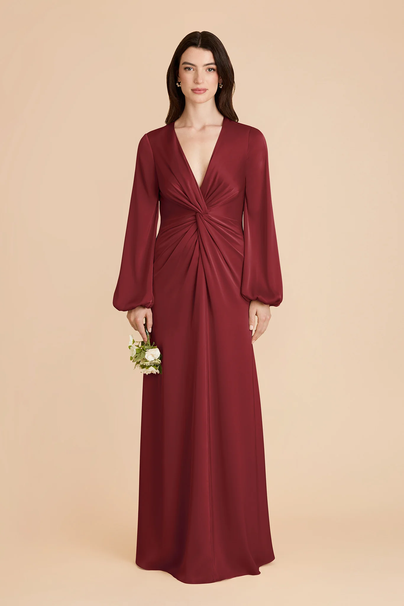 Juniper Matte Satin Dress - Burgundy - Image 2