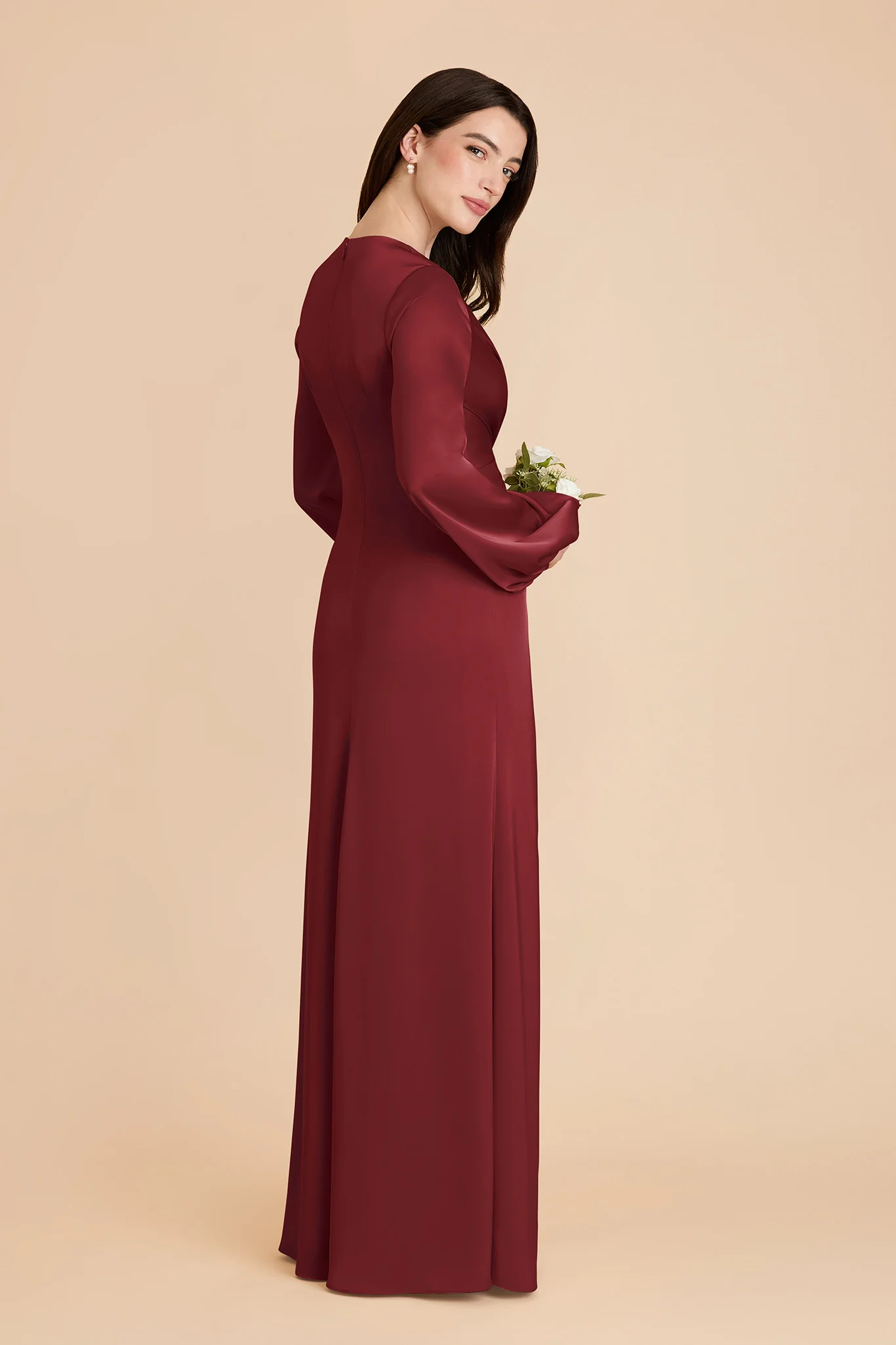 Juniper Matte Satin Dress - Burgundy - Image 4