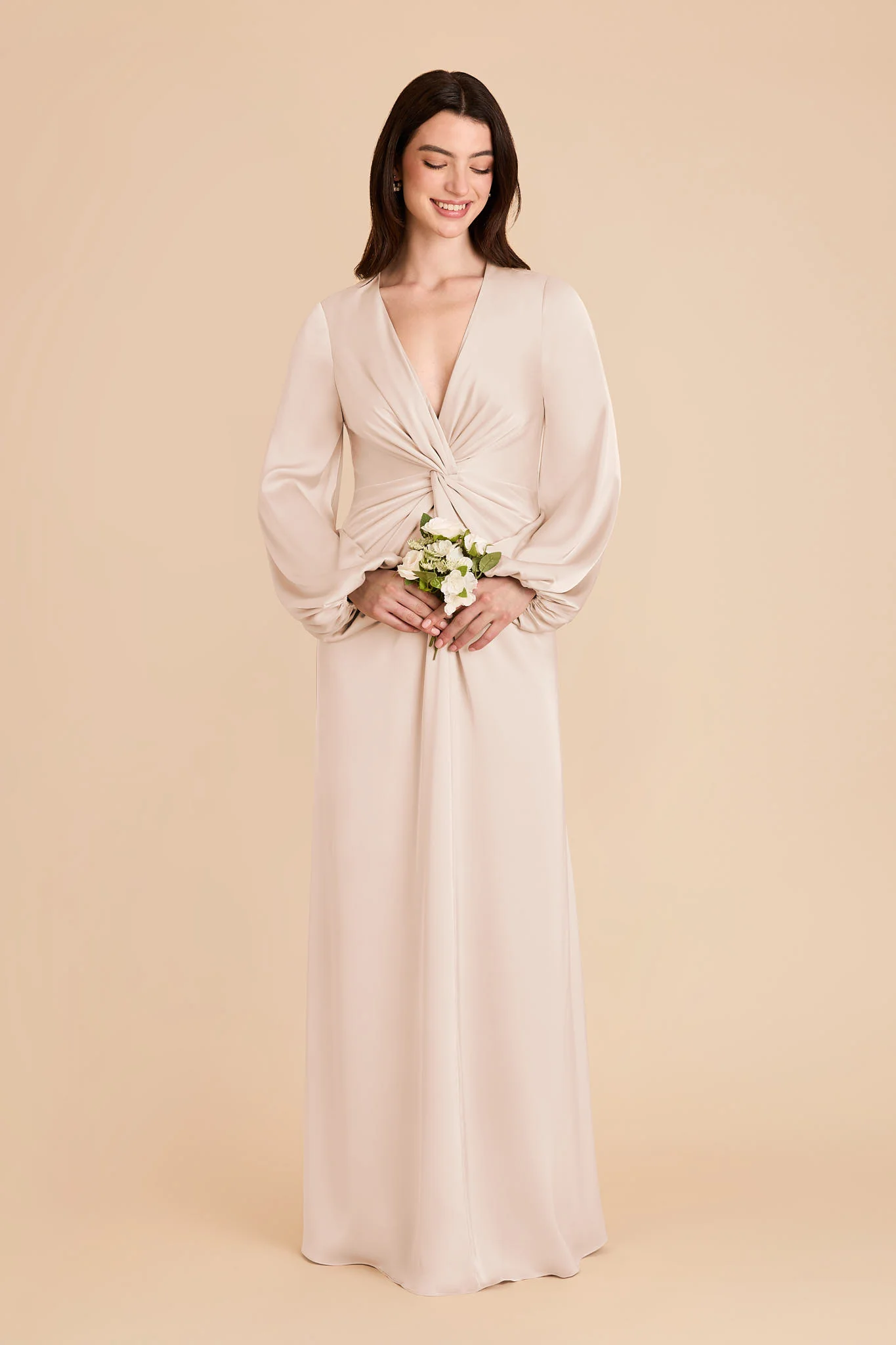 Juniper Matte Satin Dress - Champagne - Image 3