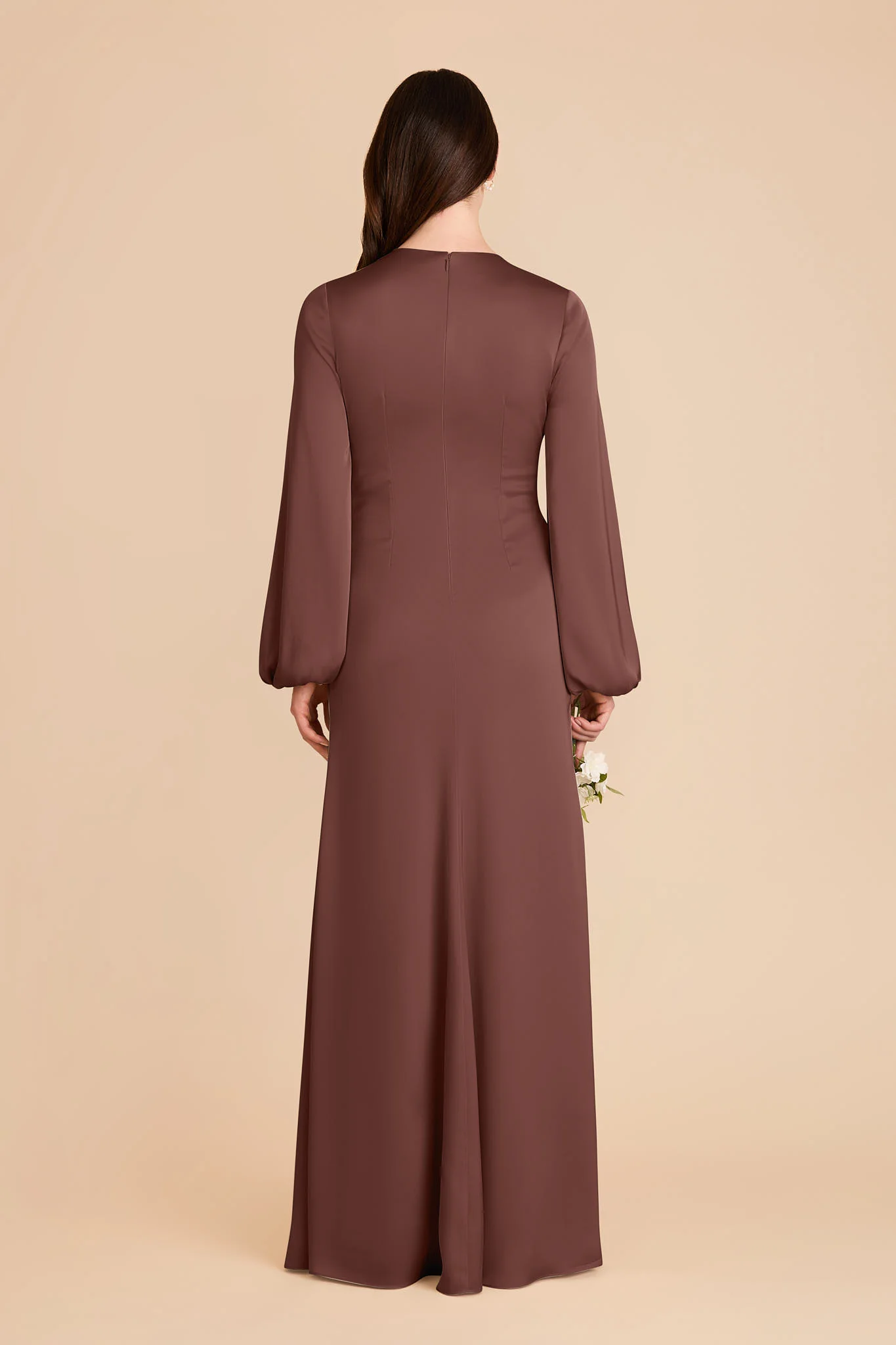 Juniper Matte Satin Dress - Chocolate Brown - Image 5