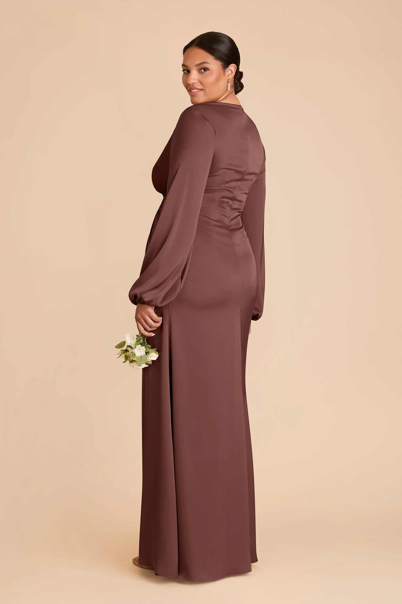 Juniper Matte Satin Dress - Chocolate Brown - Image 7