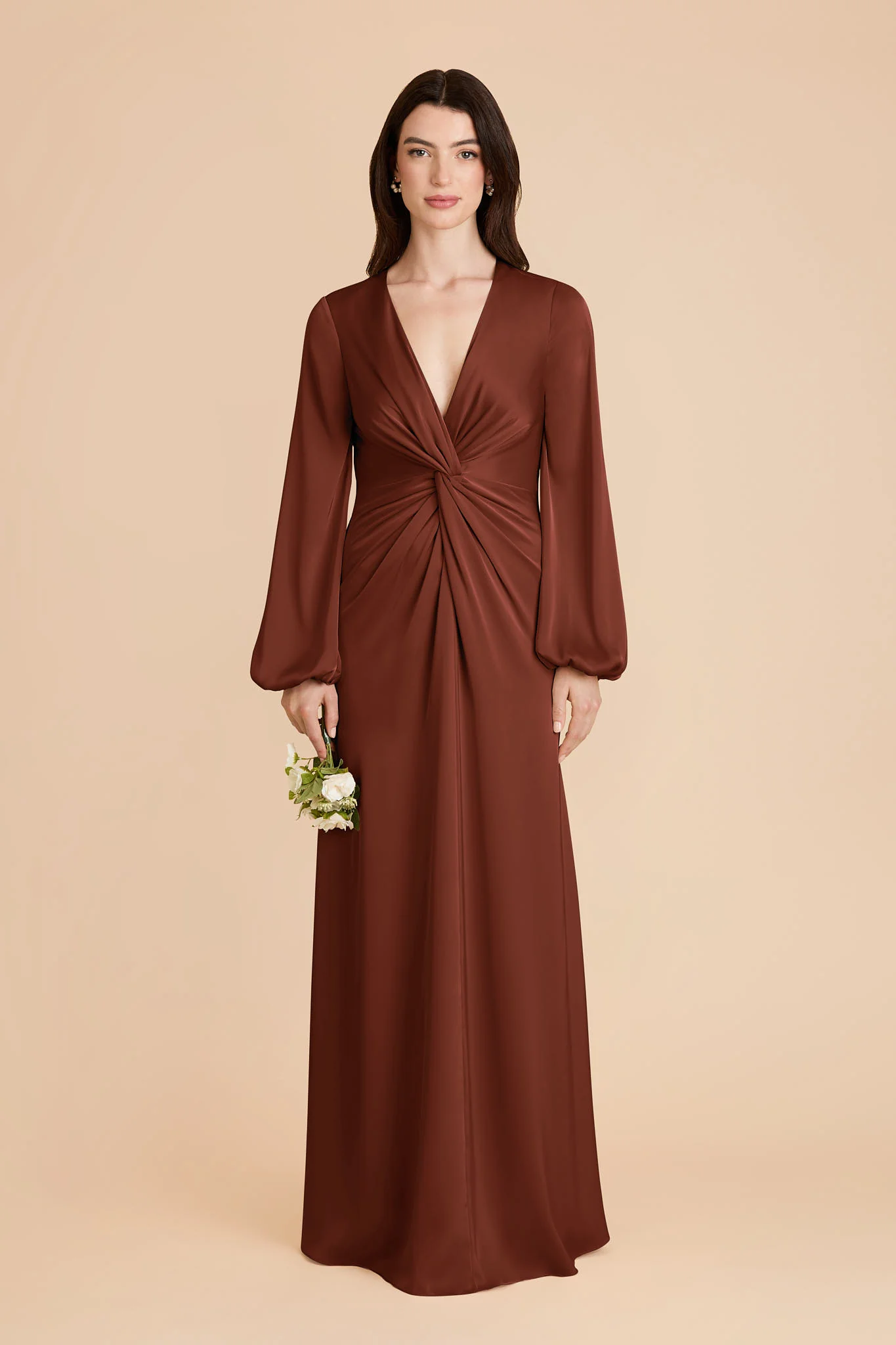 Juniper Matte Satin Dress - Cognac