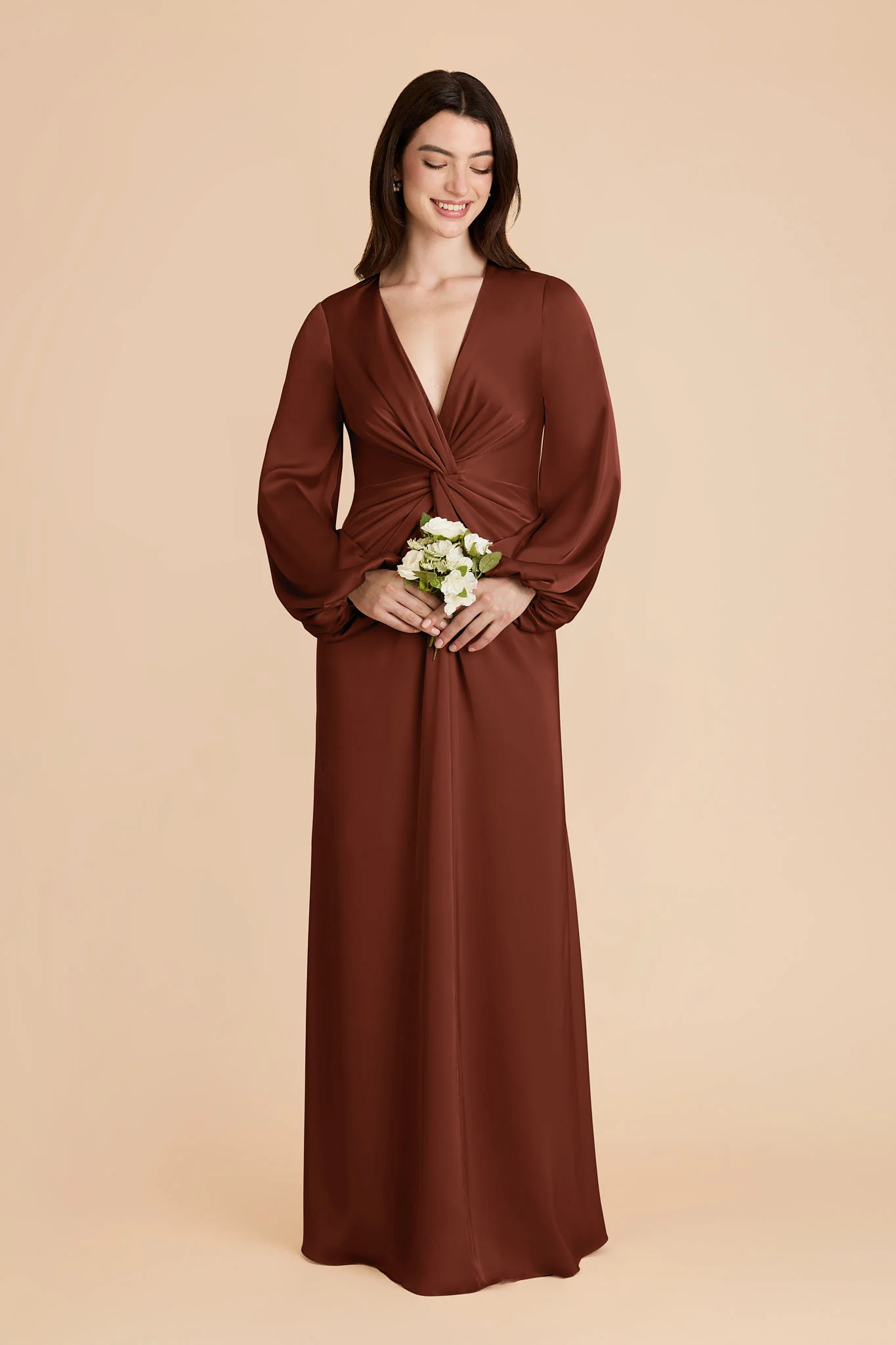 Juniper Matte Satin Dress - Cognac - Image 3