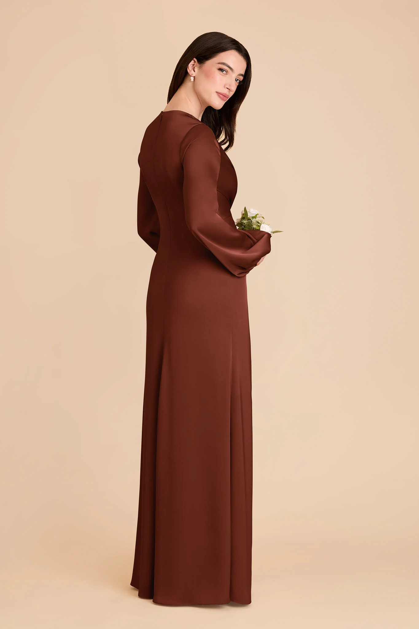 Juniper Matte Satin Dress - Cognac - Image 4