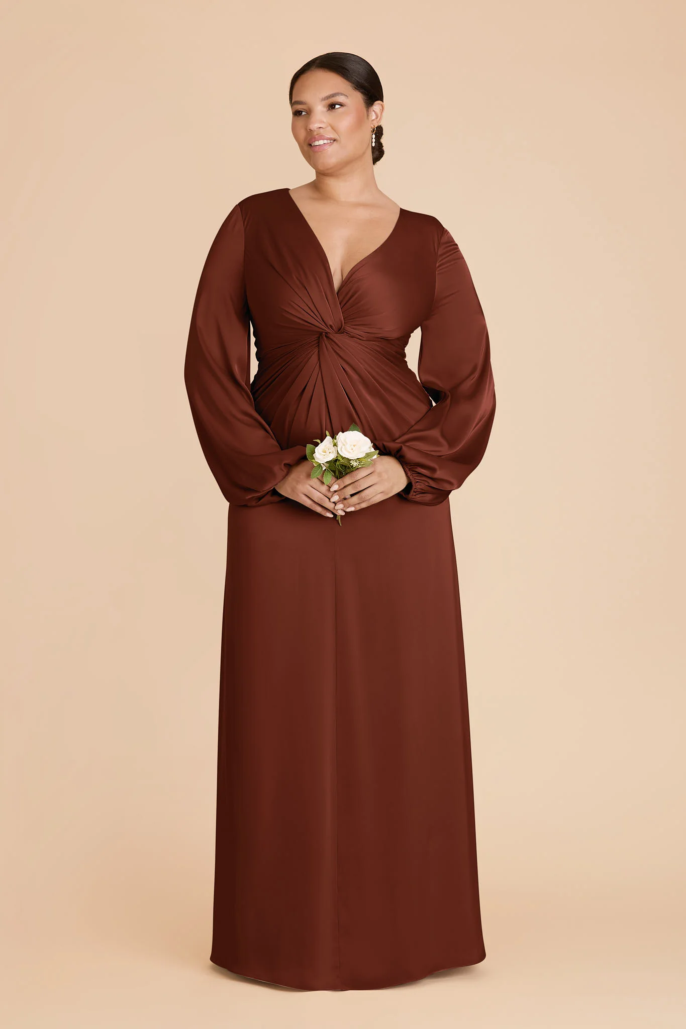 Juniper Matte Satin Dress - Cognac - Image 6
