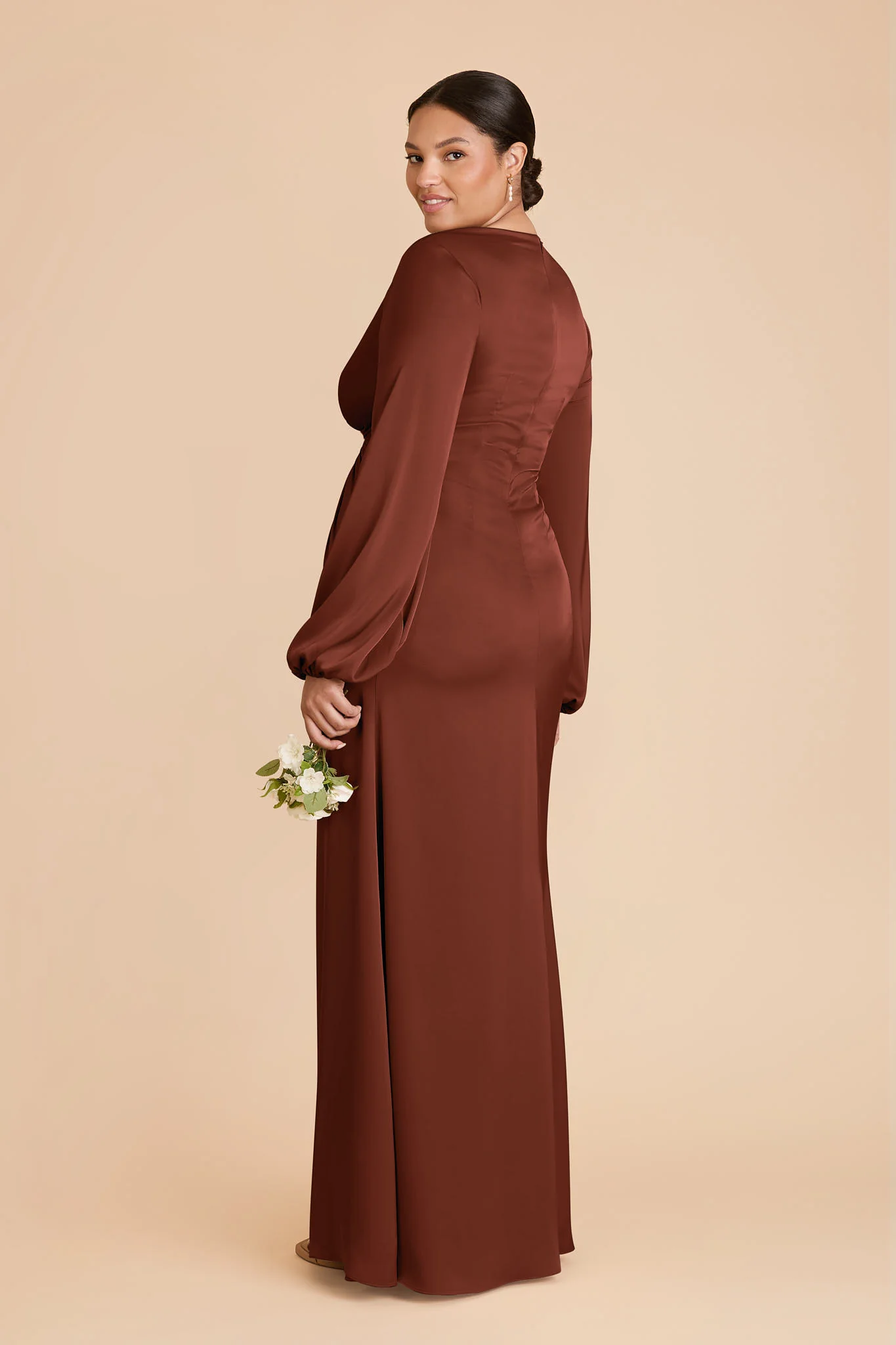 Juniper Matte Satin Dress - Cognac - Image 7