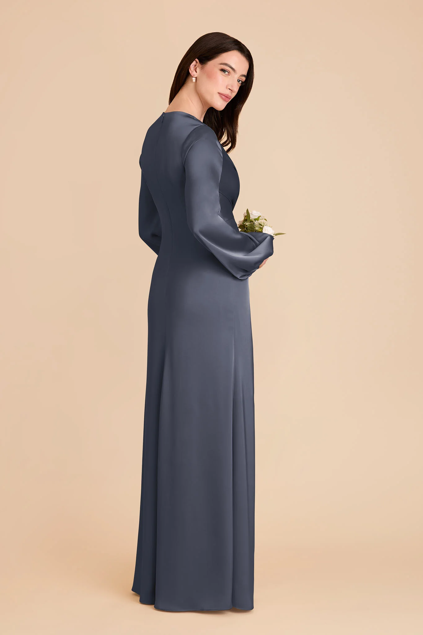 Juniper Matte Satin Dress - Dusk Blue - Image 4