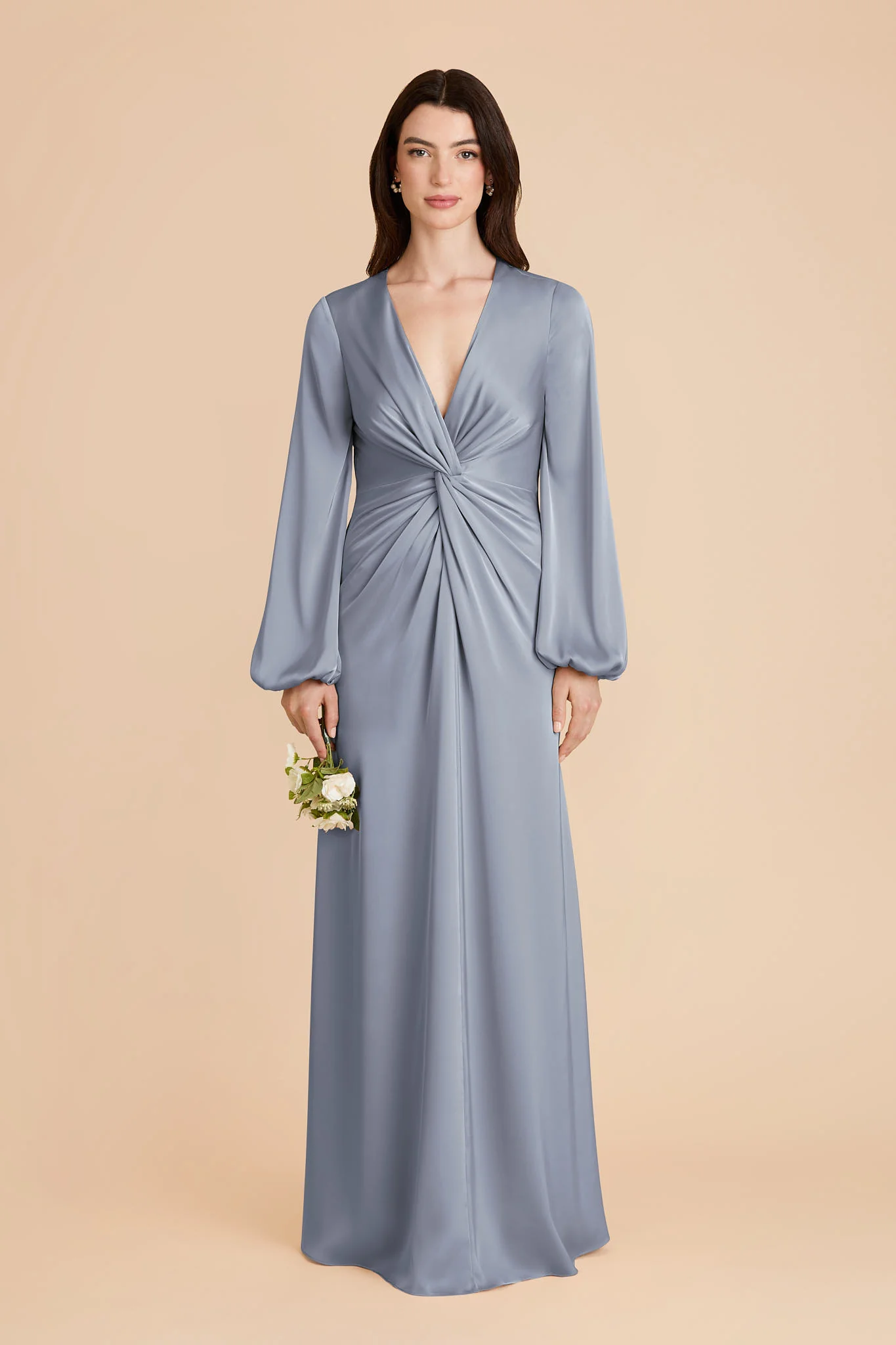 Juniper Matte Satin Dress - Dusty Blue