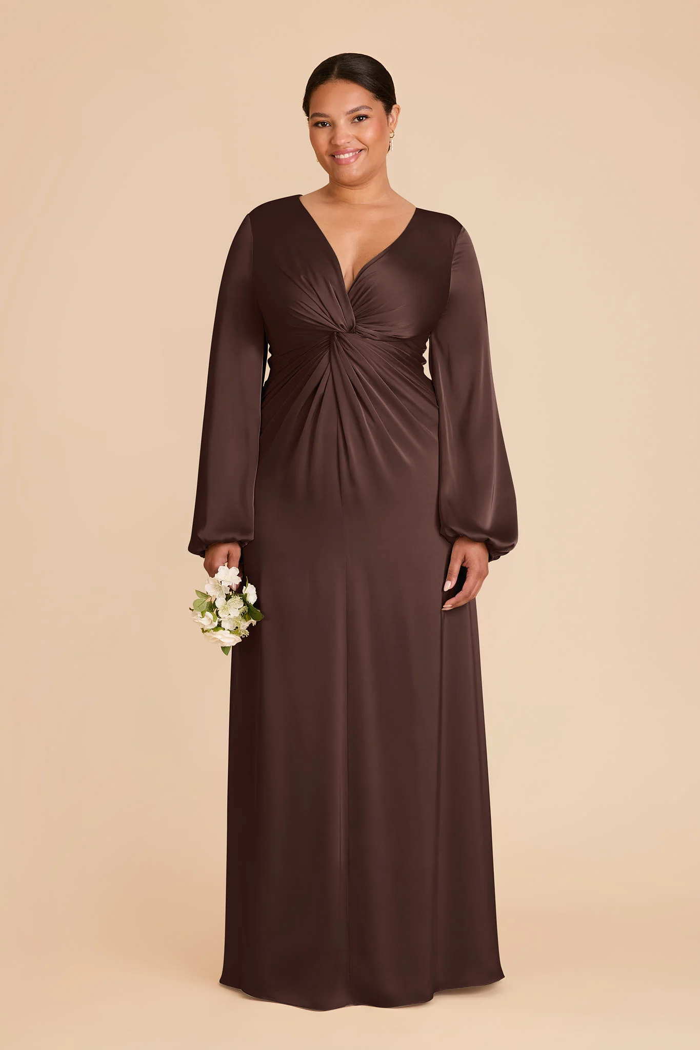 Juniper Matte Satin Dress - Espresso - Image 2