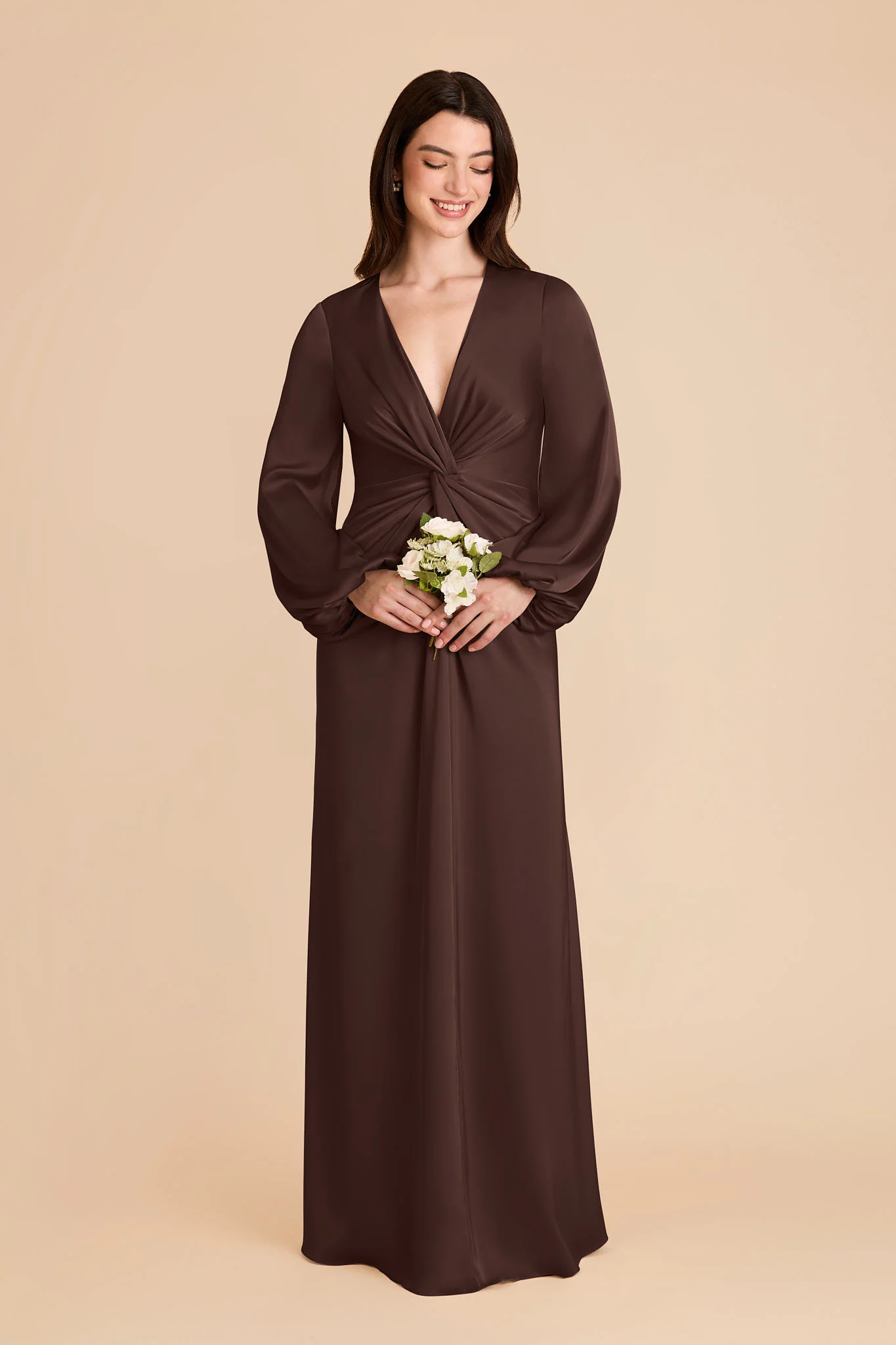 Juniper Matte Satin Dress - Espresso - Image 3