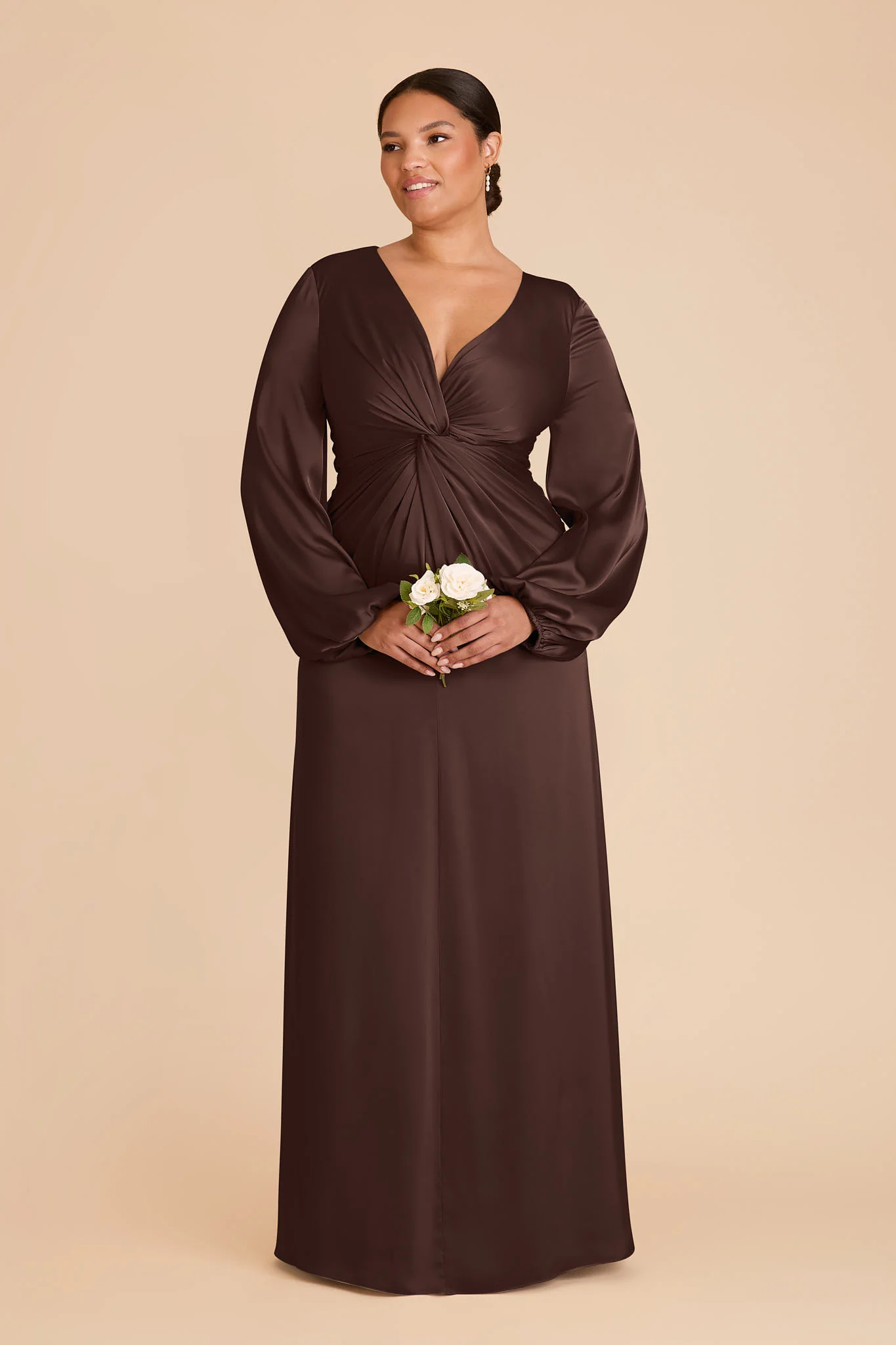Juniper Matte Satin Dress - Espresso - Image 6